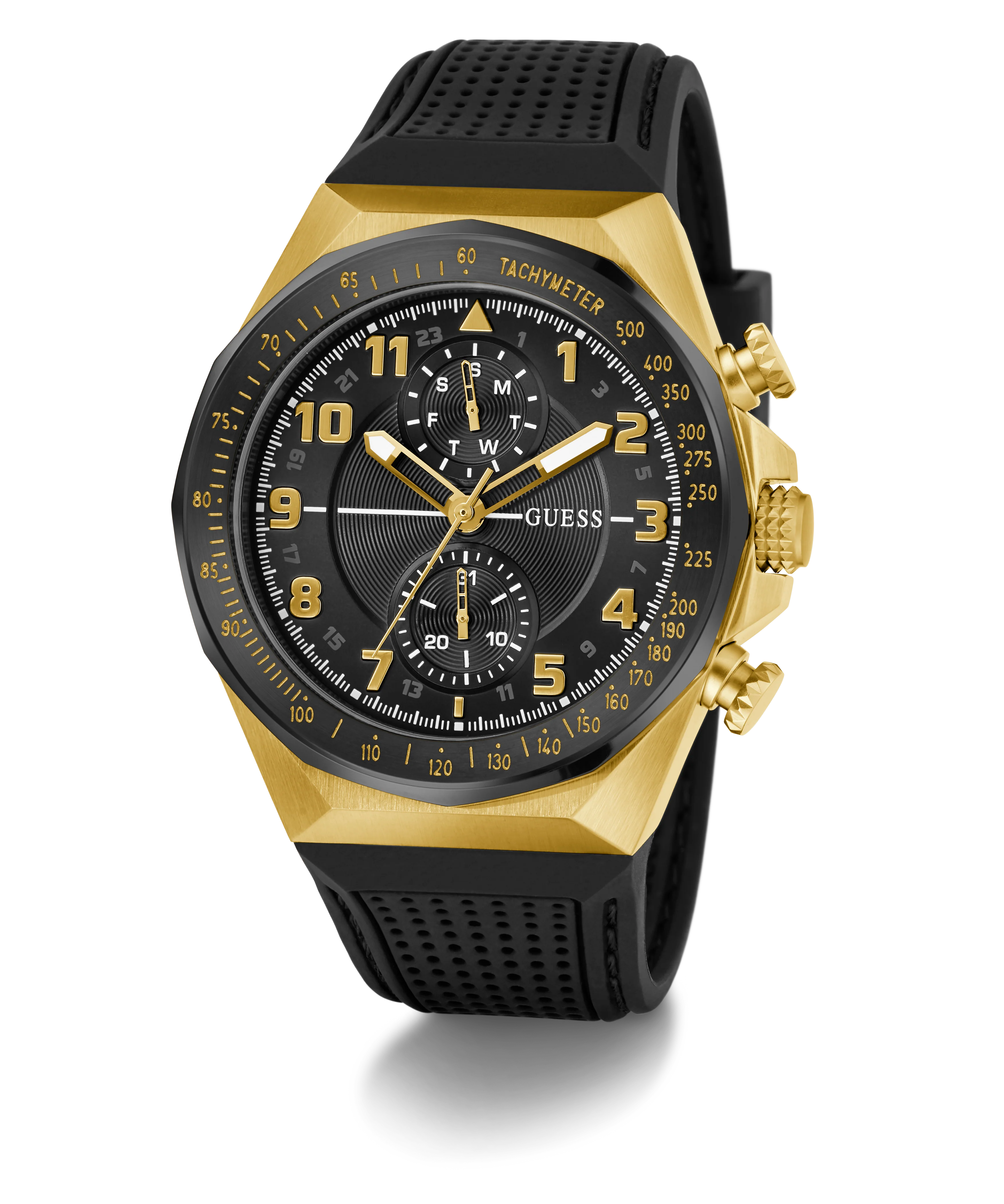 GUESS Mens Black 2-Tone Multi-function Watch