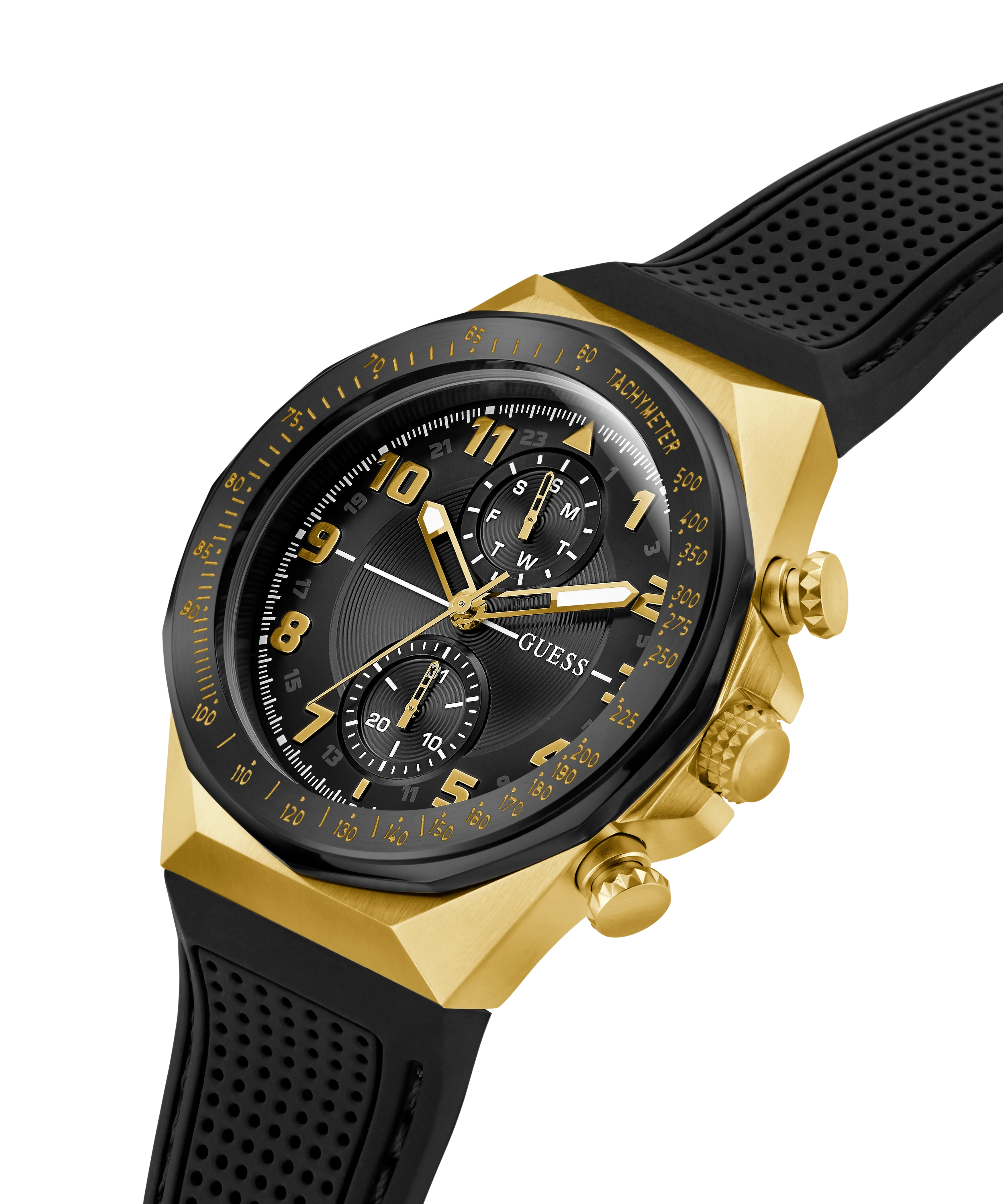 GUESS Mens Black 2-Tone Multi-function Watch