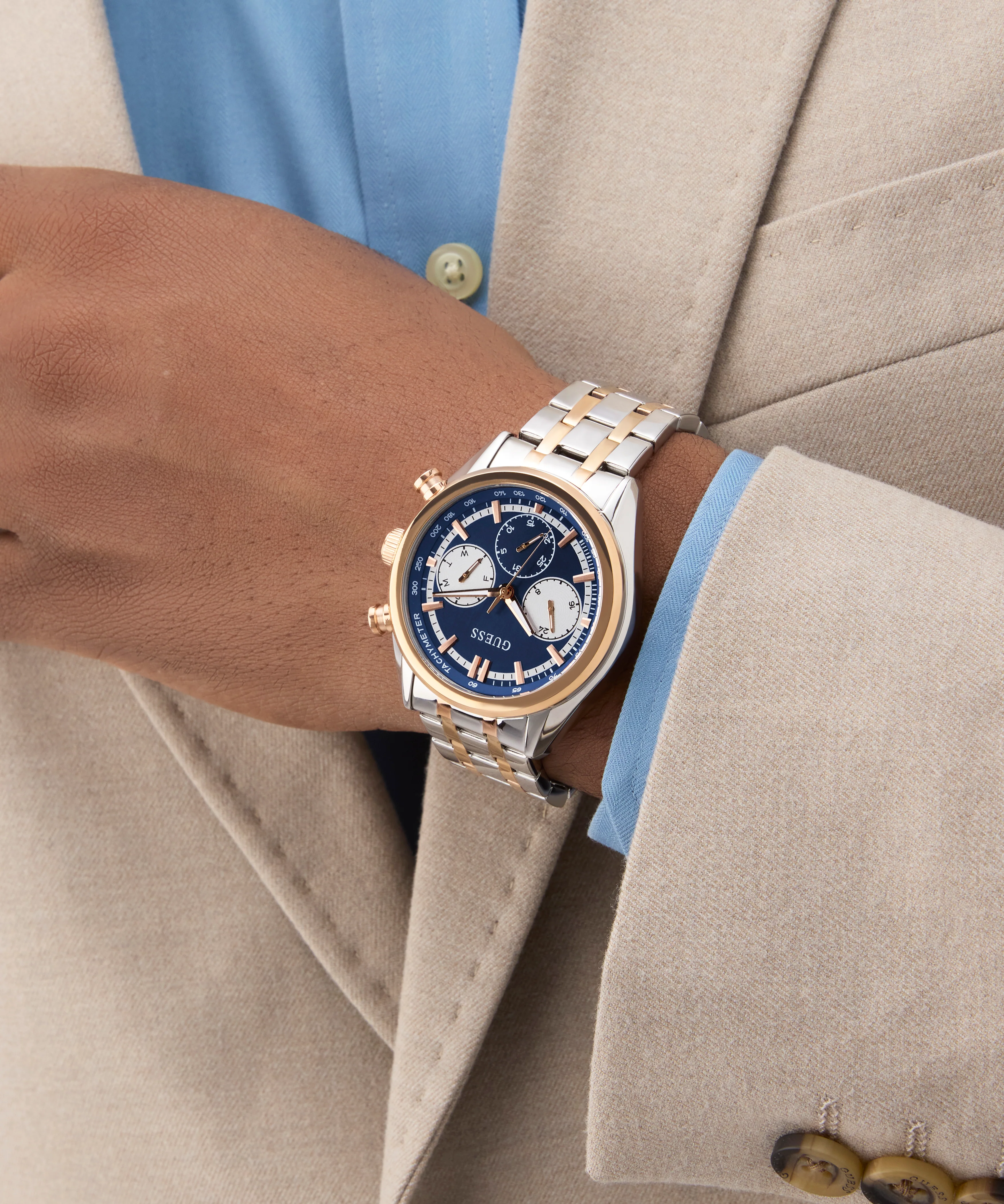 GUESS Mens 2-Tone Multi-function Watch