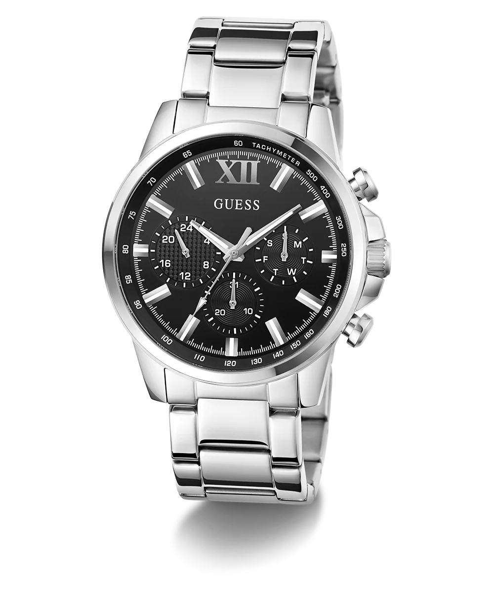 GUESS Mens Silver Tone Multi-function Watch