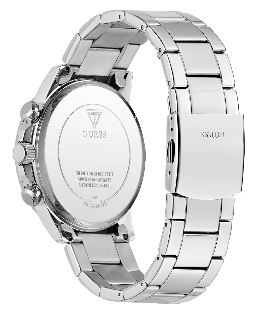 GUESS Mens Silver Tone Multi-function Watch