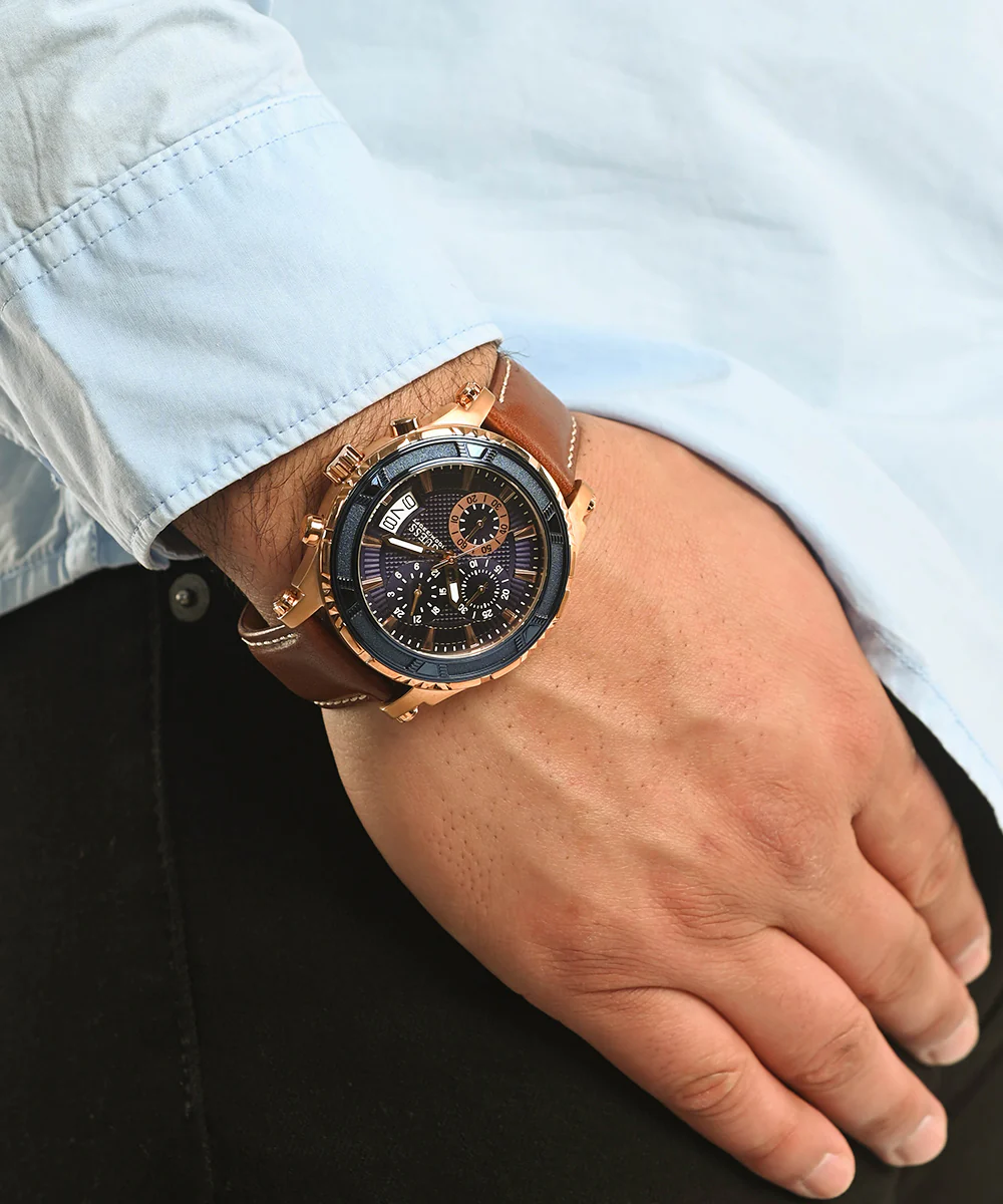 662-guess-mens-brown-rose-gold-tone-chronograph-watch-2.webp GUESS Mens Brown Rose Gold Tone Chronograph Watch