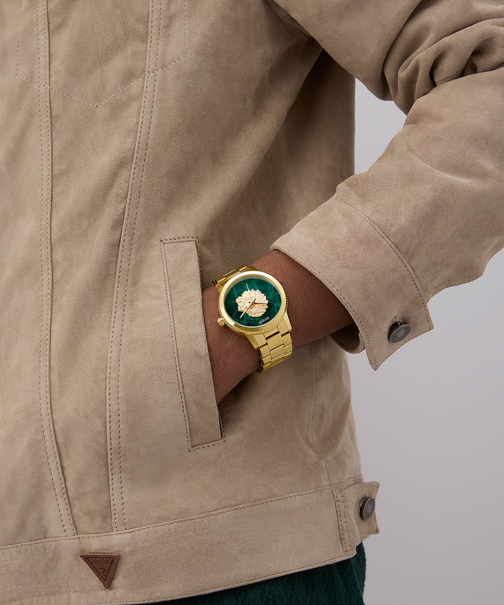 GUESS Mens Gold Tone Analog Watch