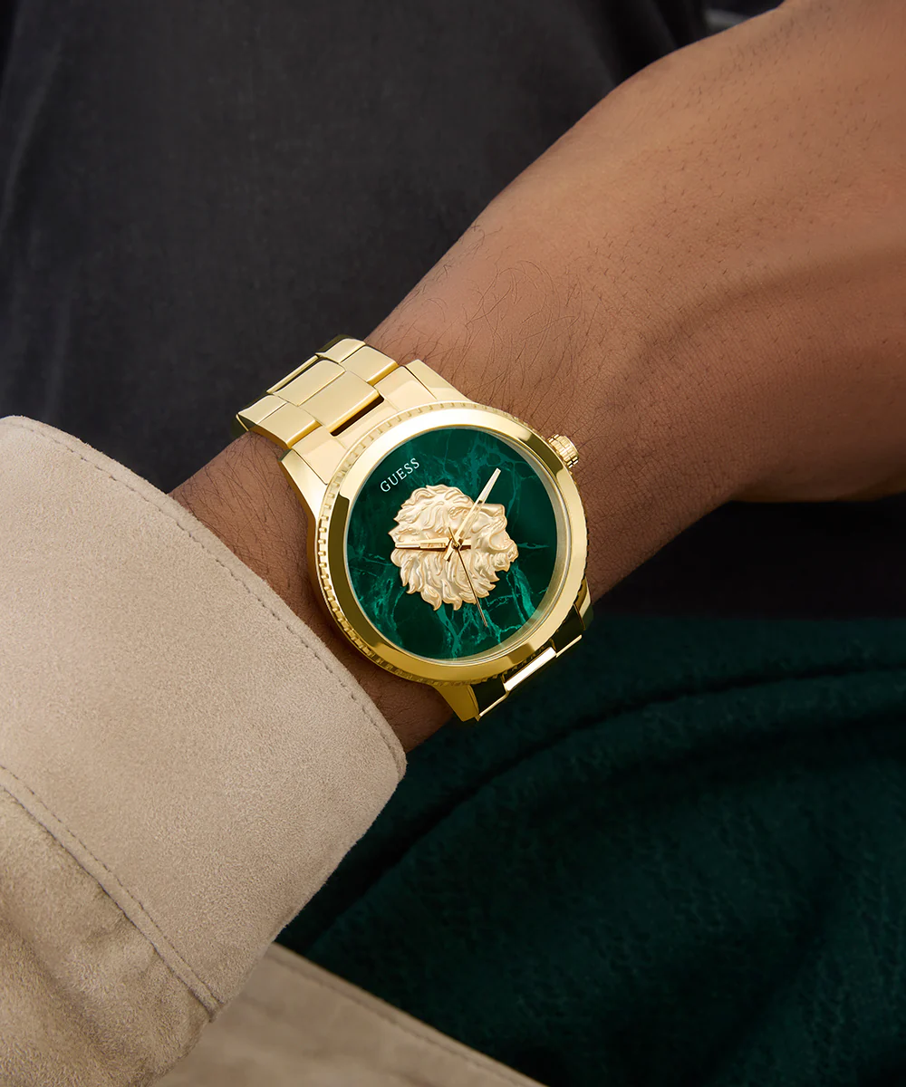 GUESS Mens Gold Tone Analog Watch