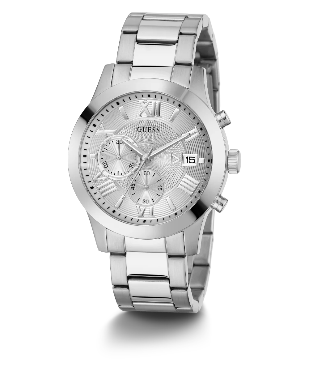 GUESS Mens Silver Tone Chronograph Watch