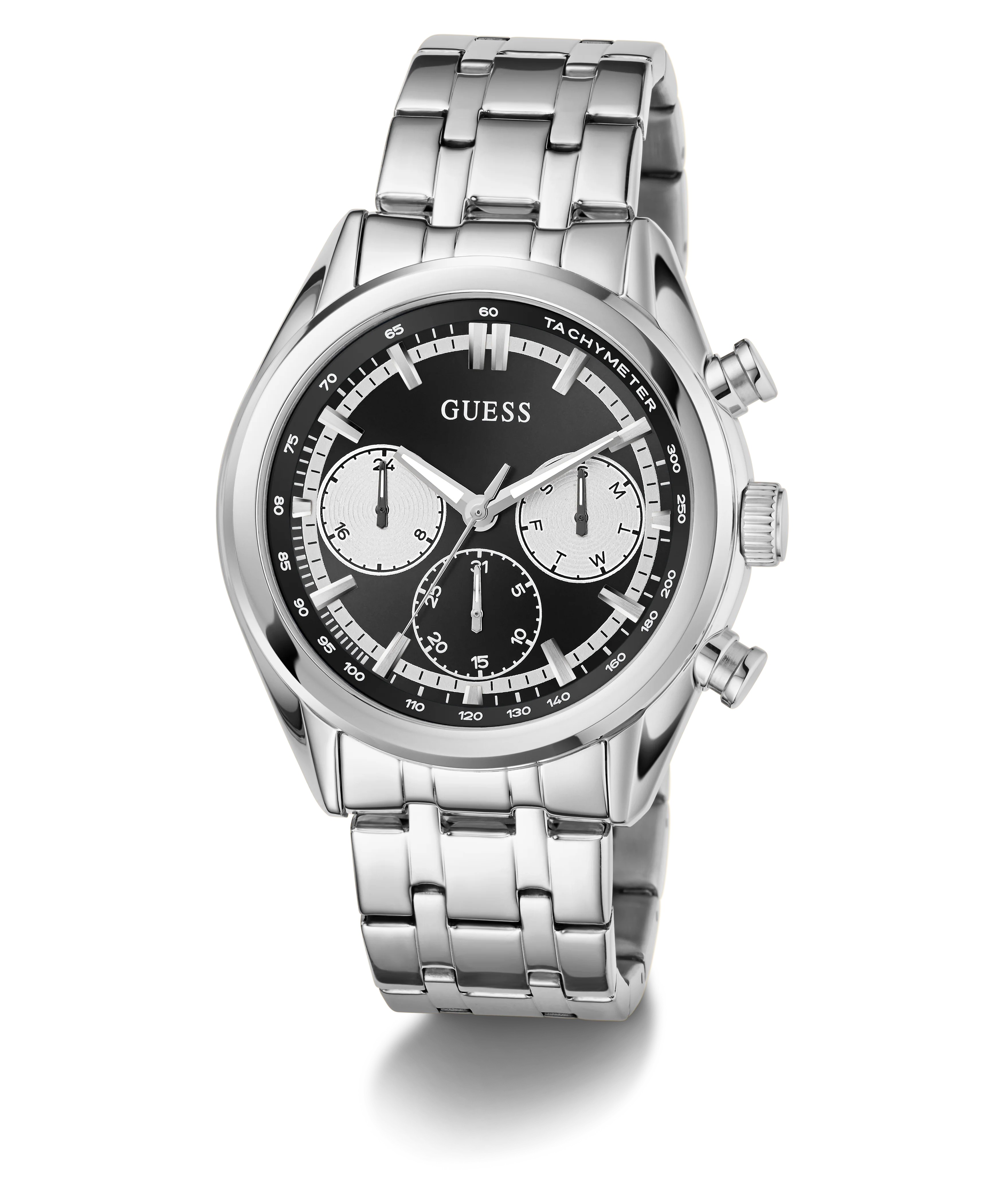 GUESS Mens Silver Tone Multi-function Watch
