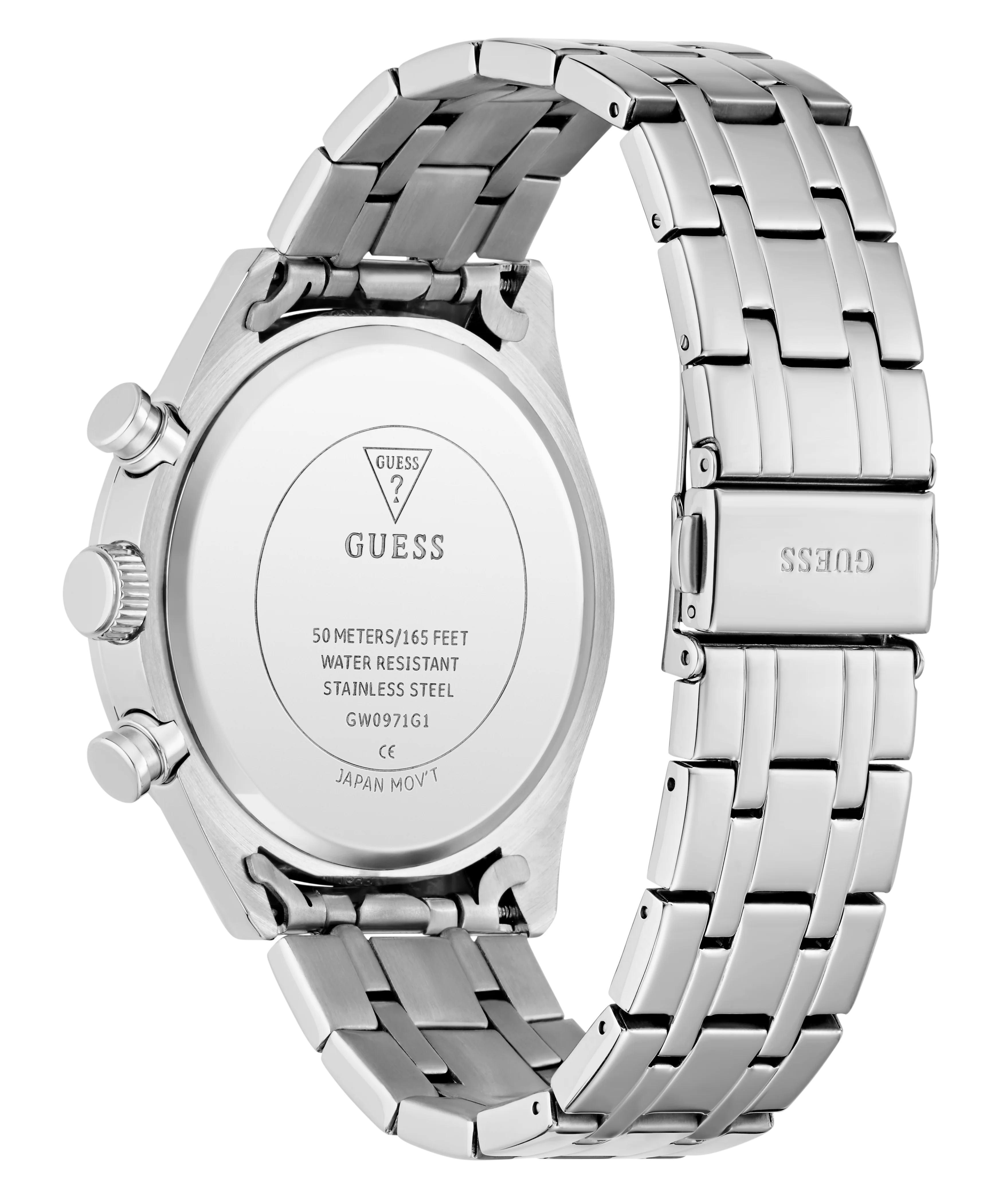 GUESS Mens Silver Tone Multi-function Watch