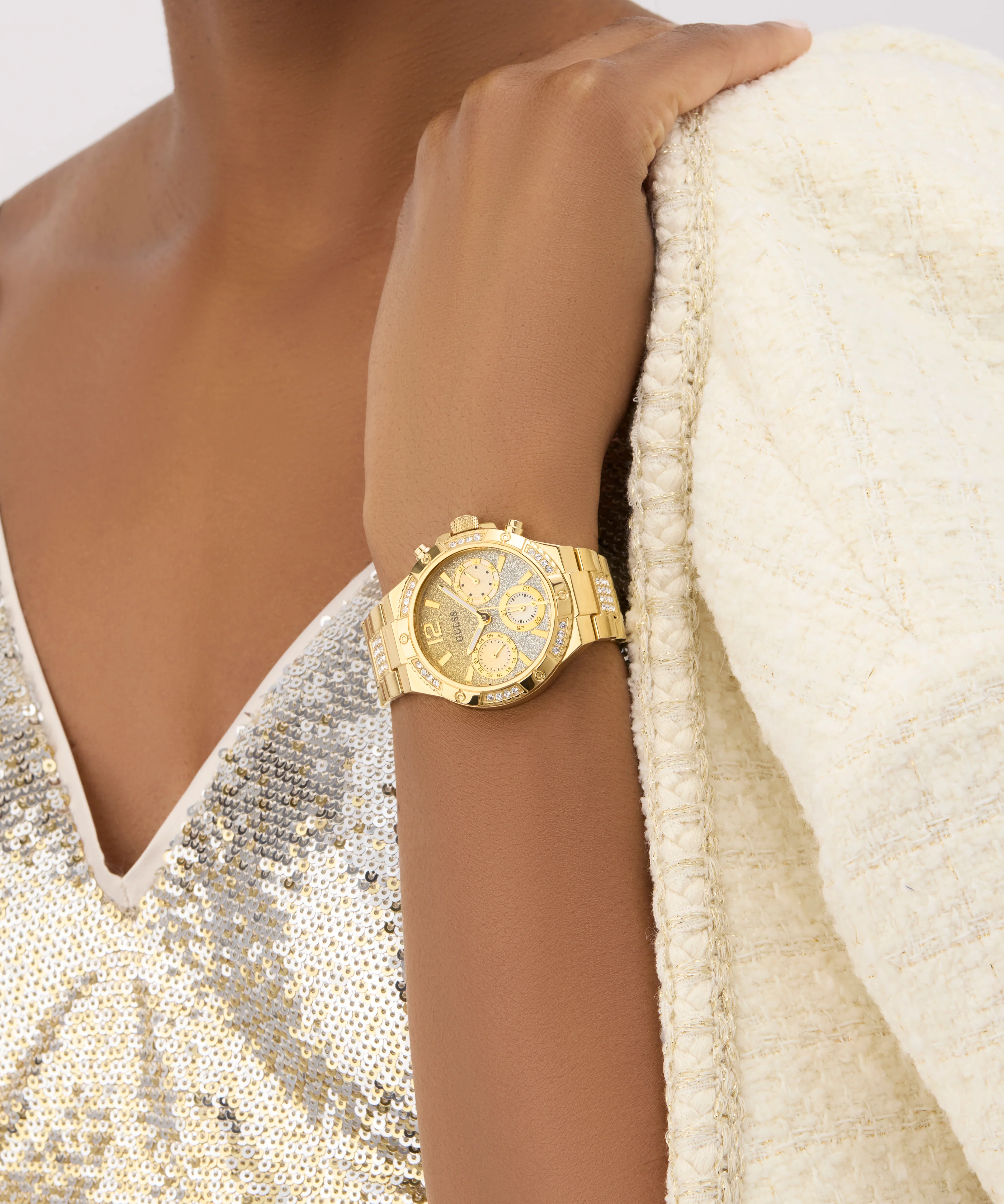GUESS Ladies Gold Tone Multi-function Watch
