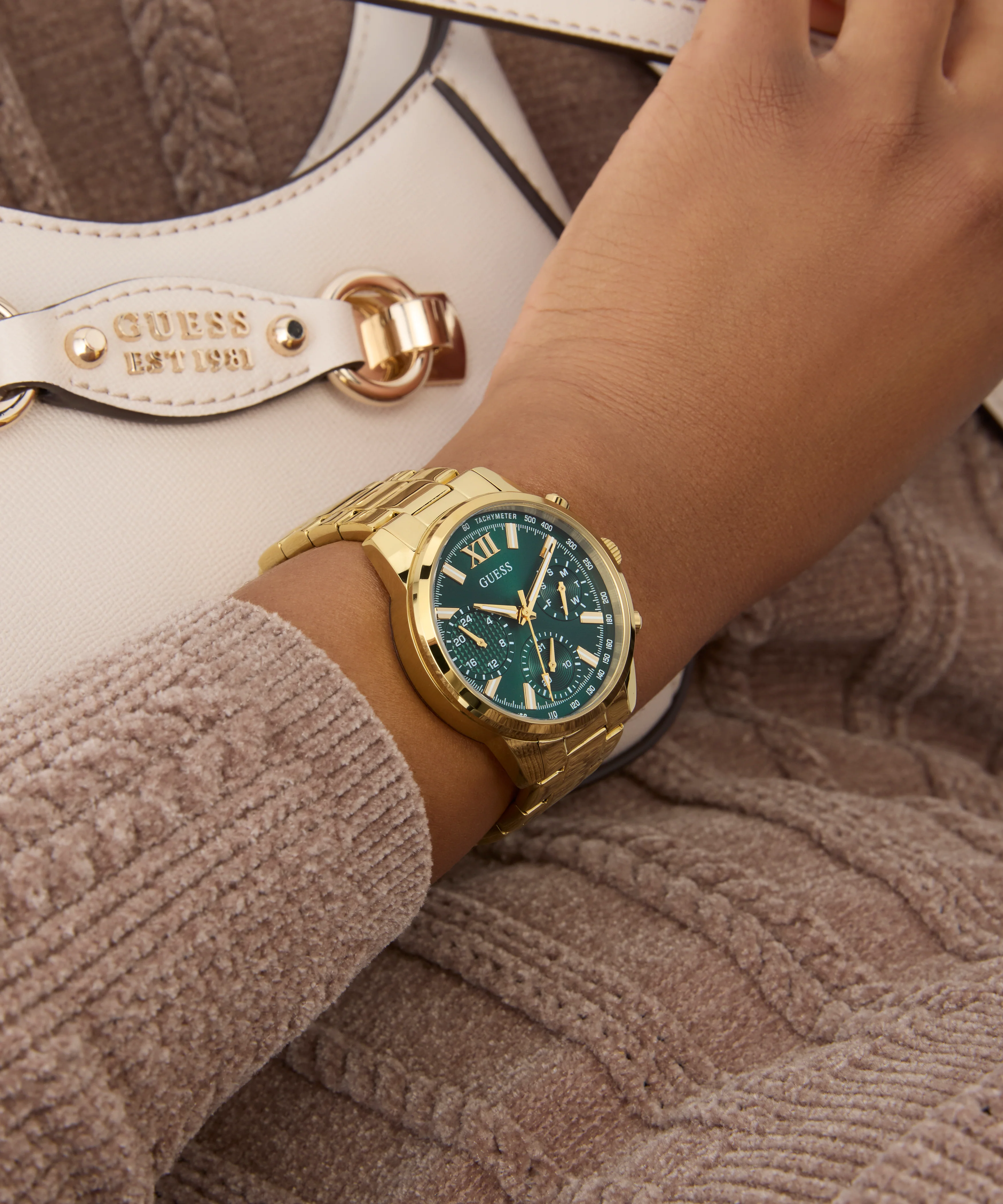 GUESS Ladies Gold Tone Multi-function Watch