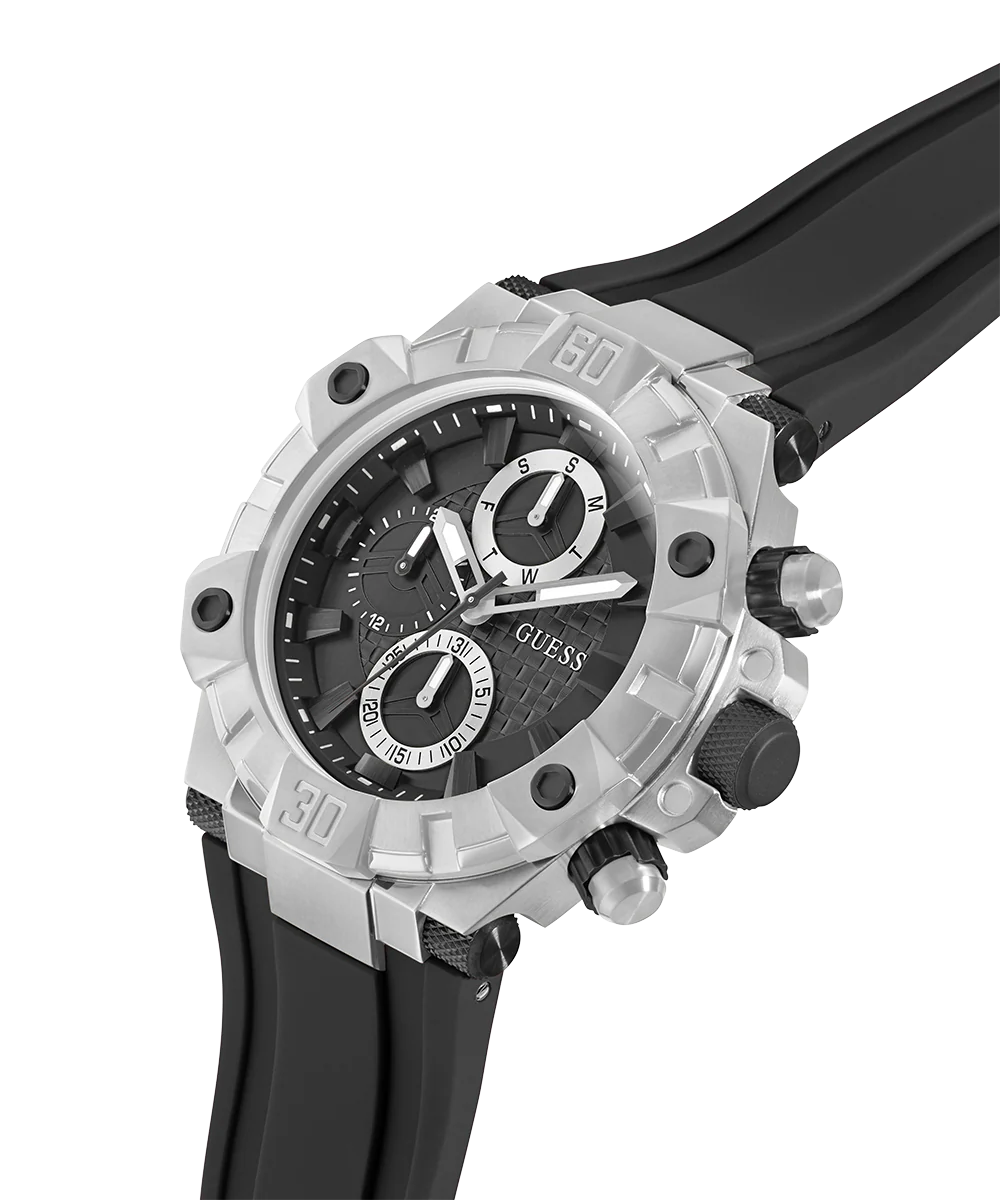683-guess-mens-black-silver-tone-multi-function-watch-2.webp GUESS Mens Black Silver Tone Multi-function Watch