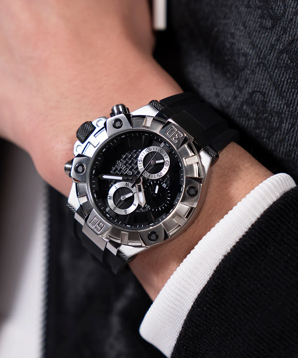 683-guess-mens-black-silver-tone-multi-function-watch-3.webp GUESS Mens Black Silver Tone Multi-function Watch