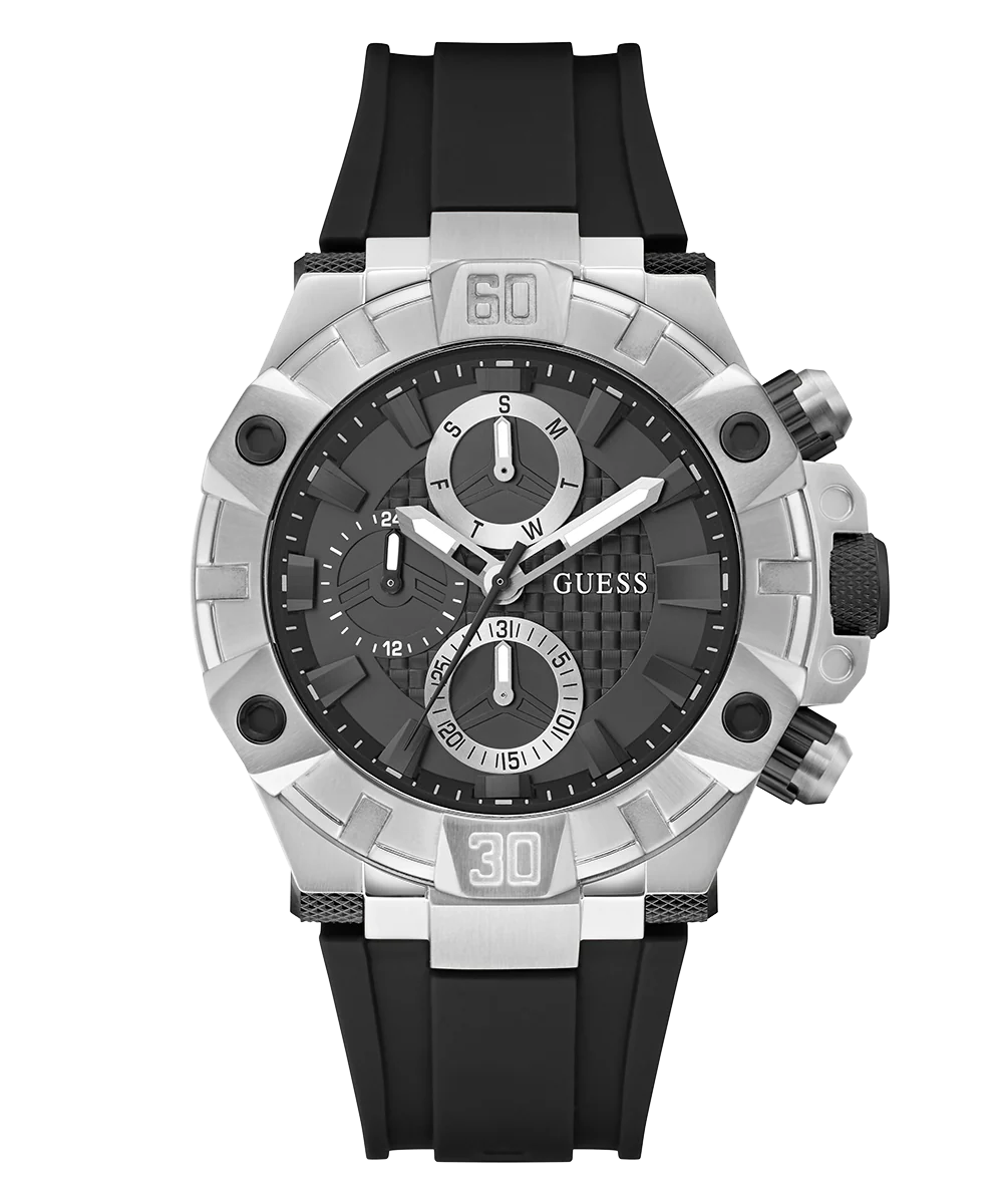 683-guess-mens-black-silver-tone-multi-function-watch-4.webp GUESS Mens Black Silver Tone Multi-function Watch