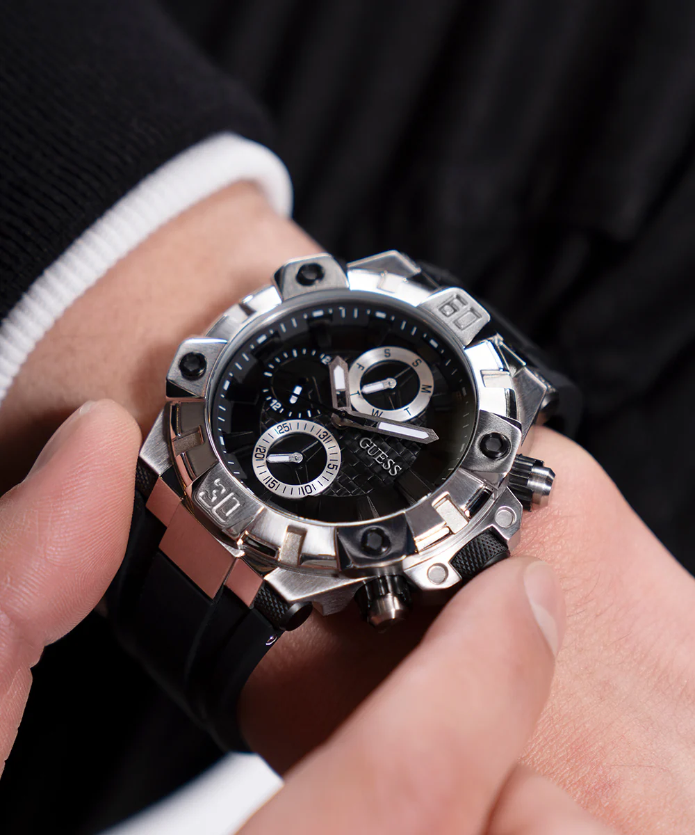 683-guess-mens-black-silver-tone-multi-function-watch-5.webp GUESS Mens Black Silver Tone Multi-function Watch