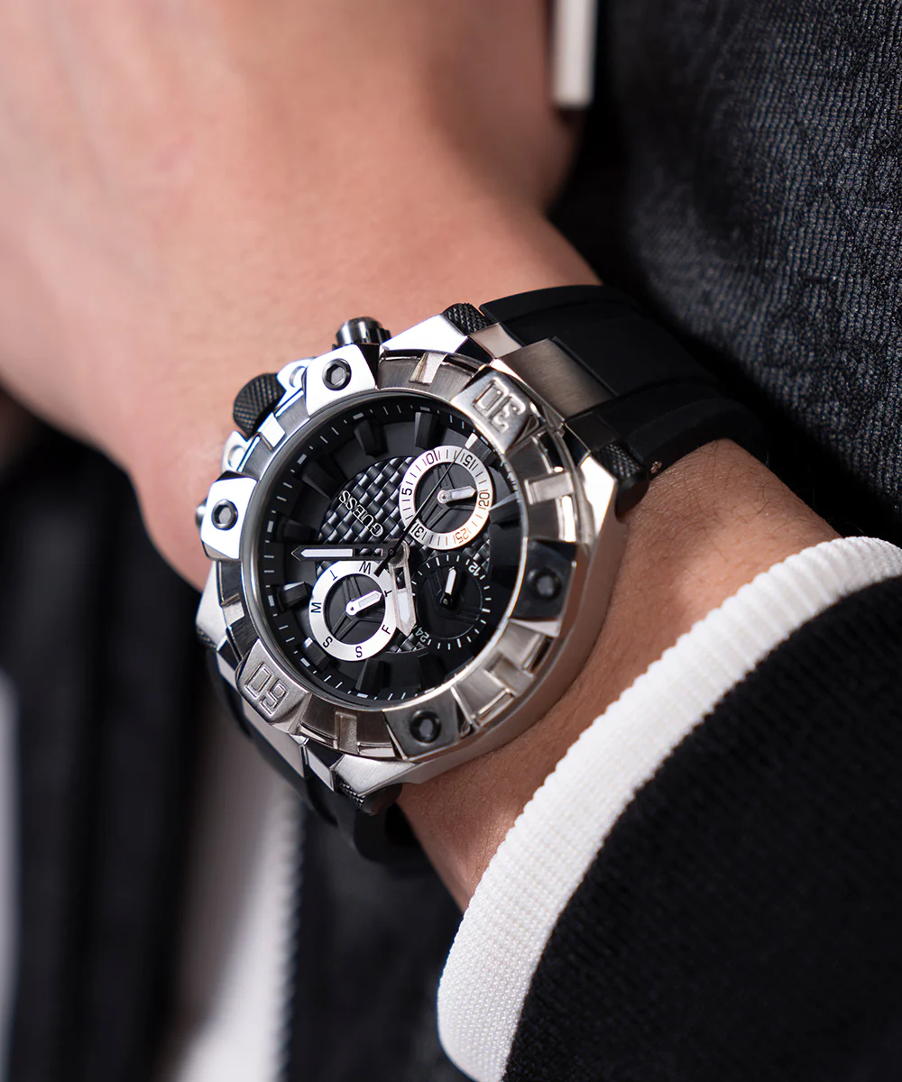 683-guess-mens-black-silver-tone-multi-function-watch-6.webp GUESS Mens Black Silver Tone Multi-function Watch