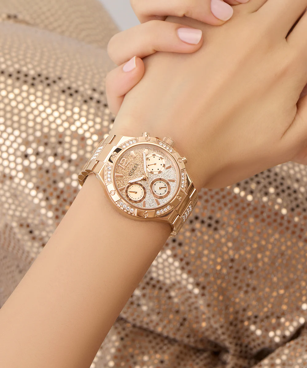 GUESS Ladies Rose Gold Tone Multi-function Watch
