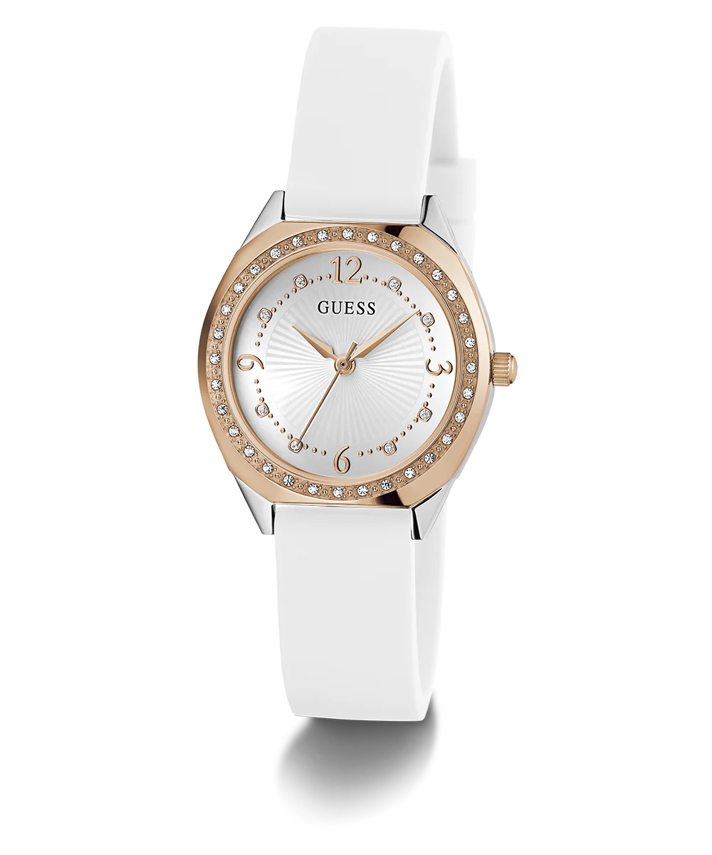 GUESS Ladies White 2-Tone Analog Watch
