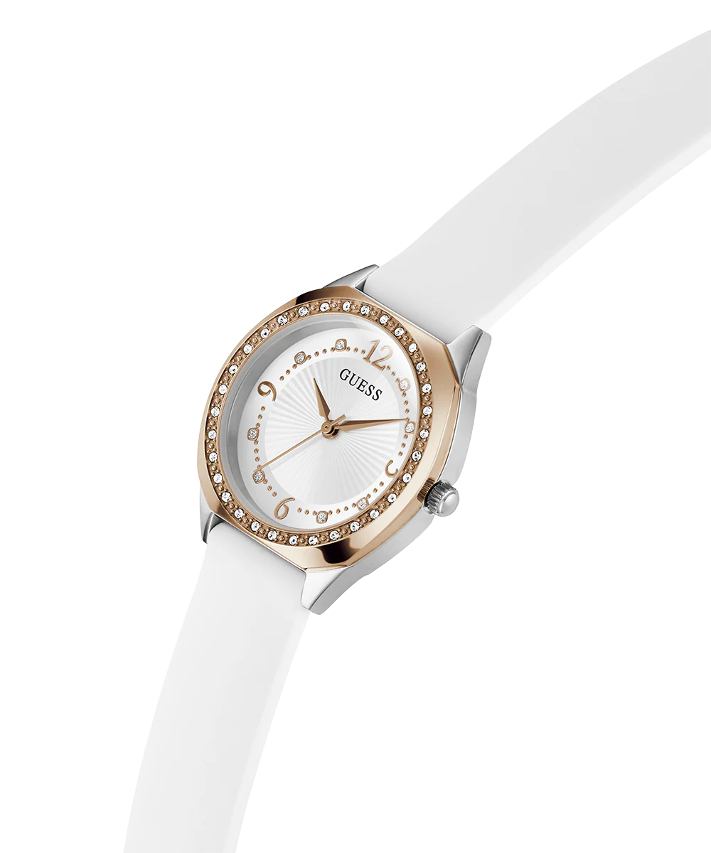 GUESS Ladies White 2-Tone Analog Watch