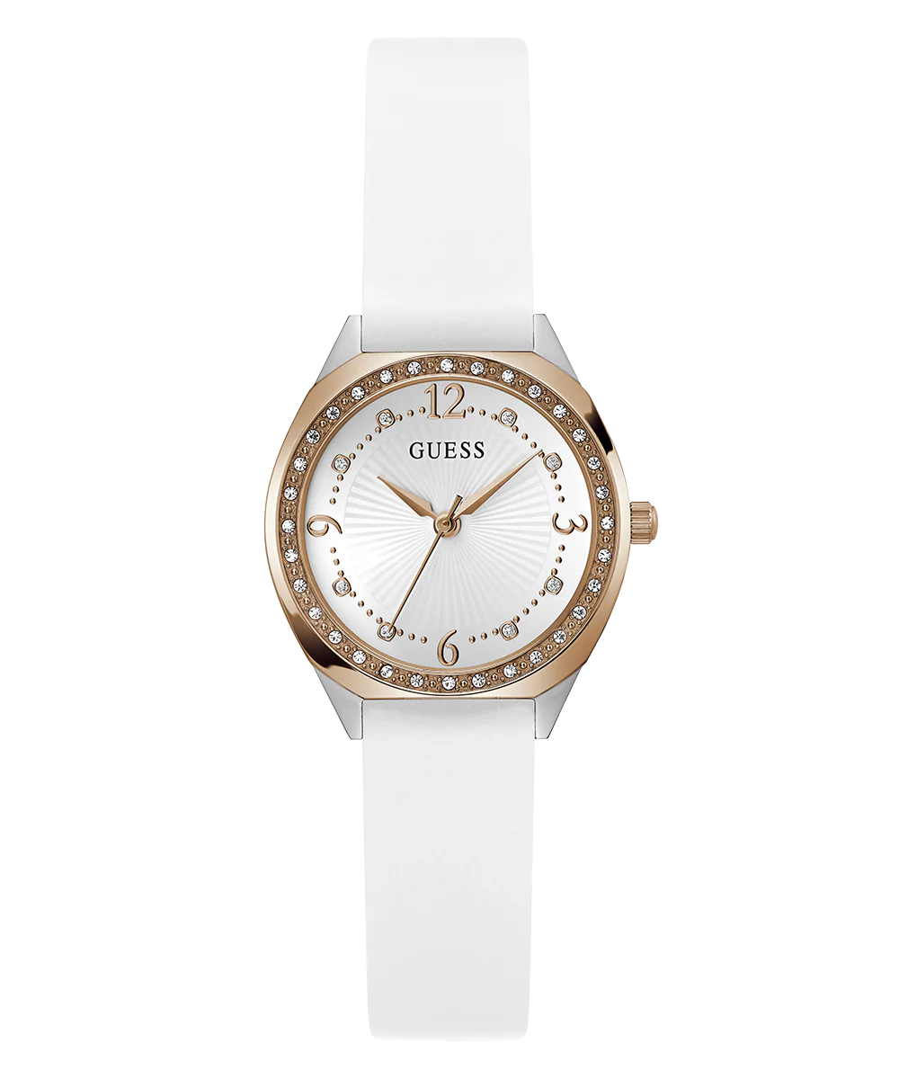 GUESS Ladies White 2-Tone Analog Watch