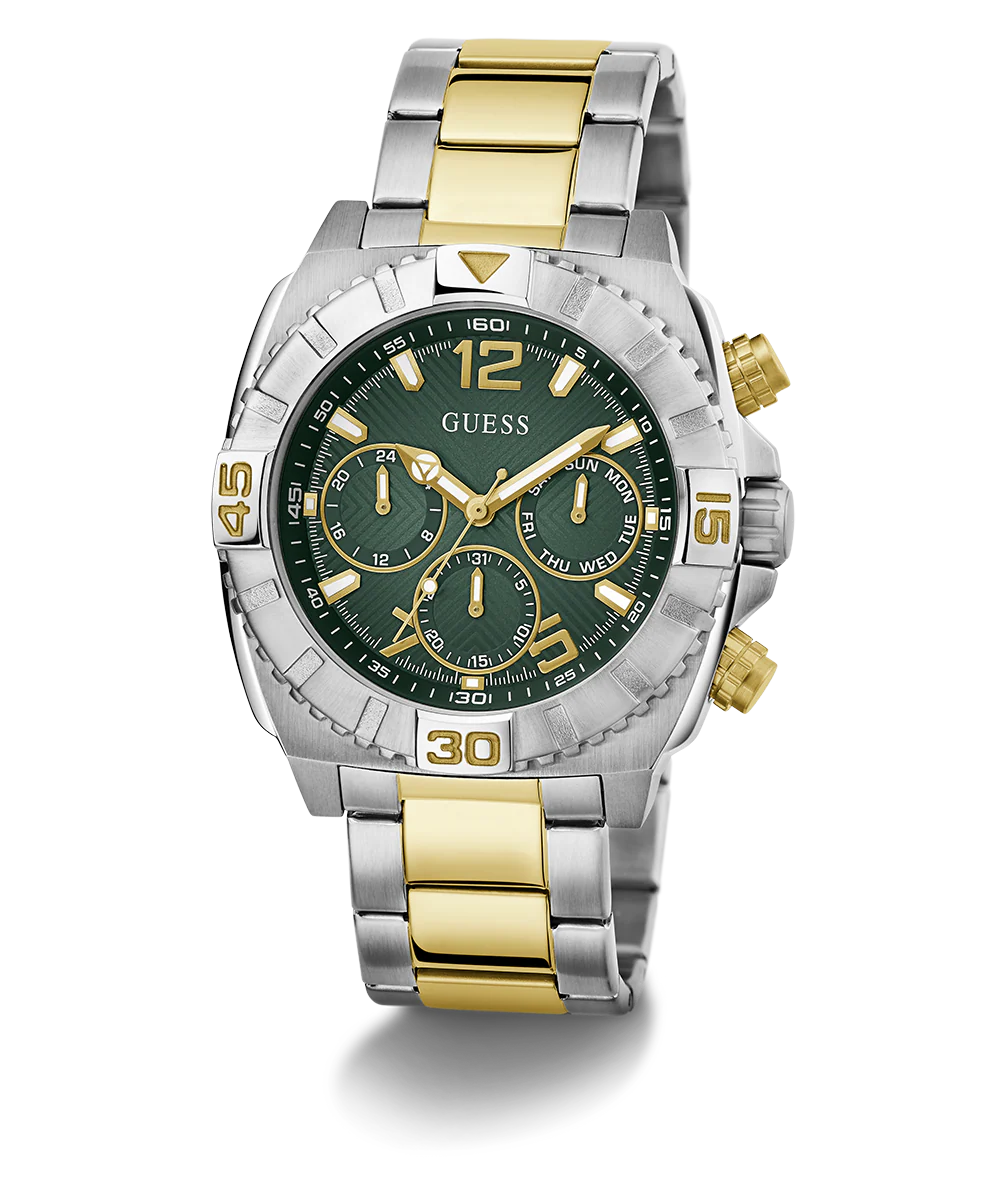 GUESS Mens 2-Tone Silver Tone Multi-function Watch