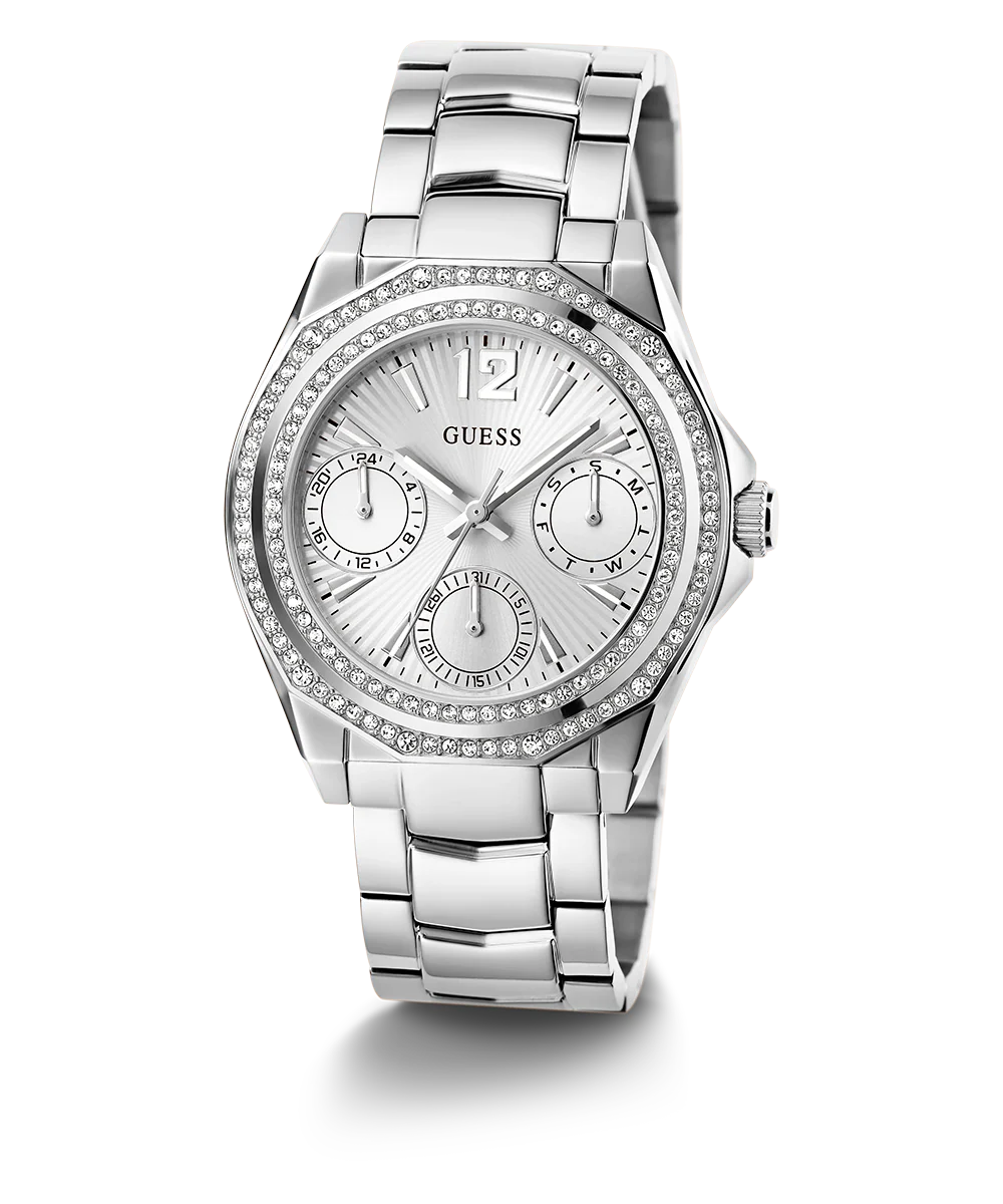 GUESS Ladies Silver Tone Multi-function Watch