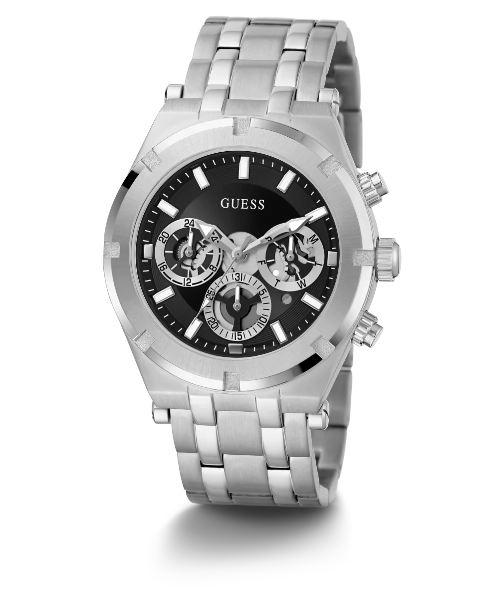 GUESS Mens Silver Tone Multi-function Watch