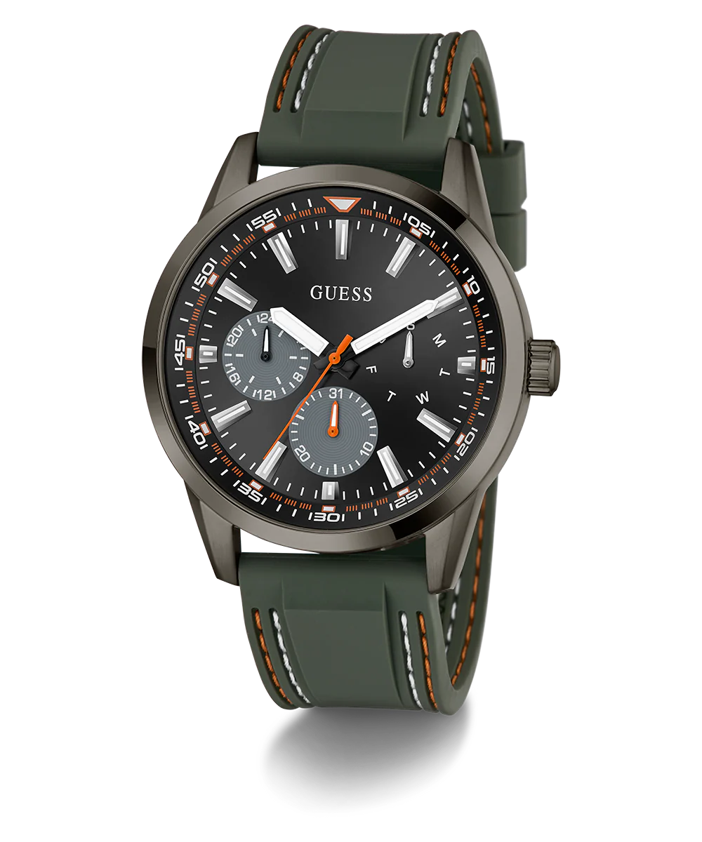 GUESS Mens Green Gunmetal Multi-function Watch
