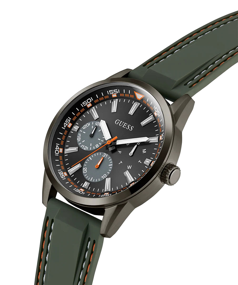 GUESS Mens Green Gunmetal Multi-function Watch