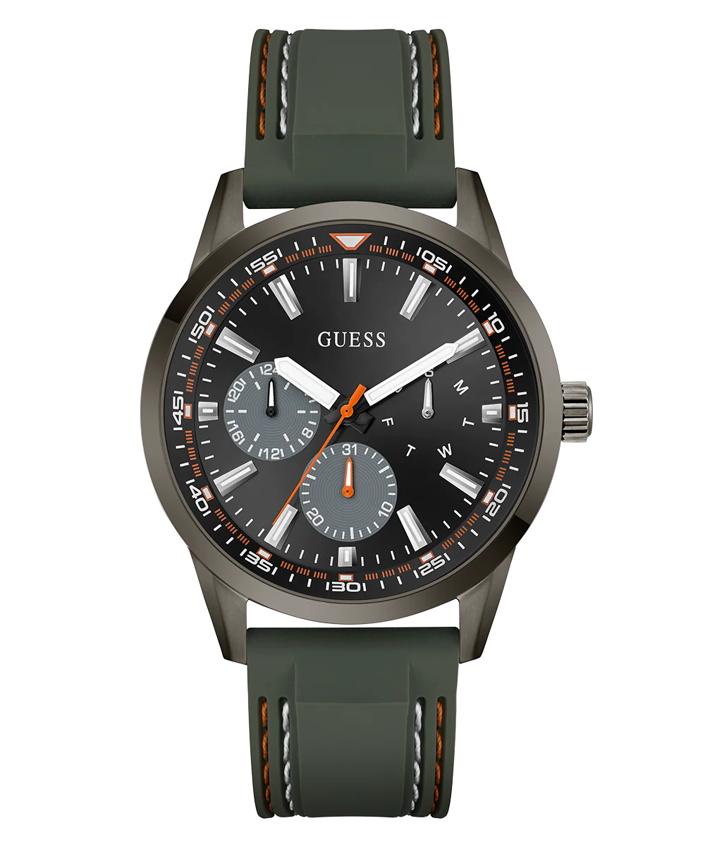 GUESS Mens Green Gunmetal Multi-function Watch
