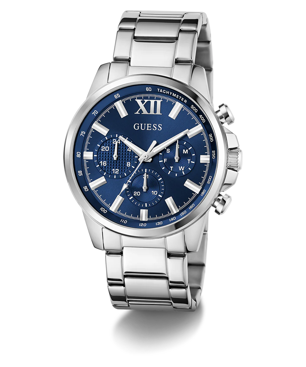 714-guess-mens-silver-tone-multi-function-watch-1.webp GUESS Mens Silver Tone Multi-function Watch