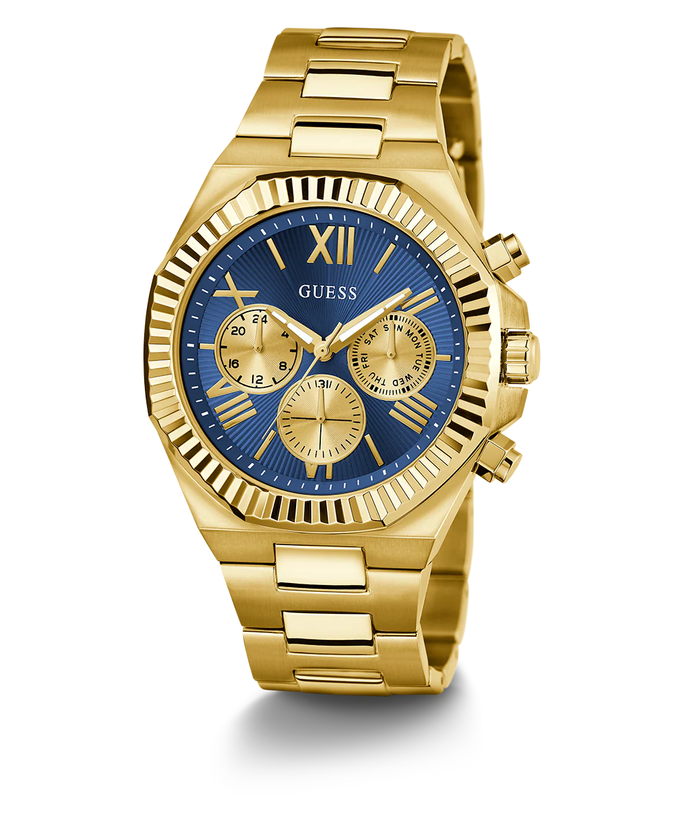 GUESS Equity Mens Gold Tone Multi-function Watch