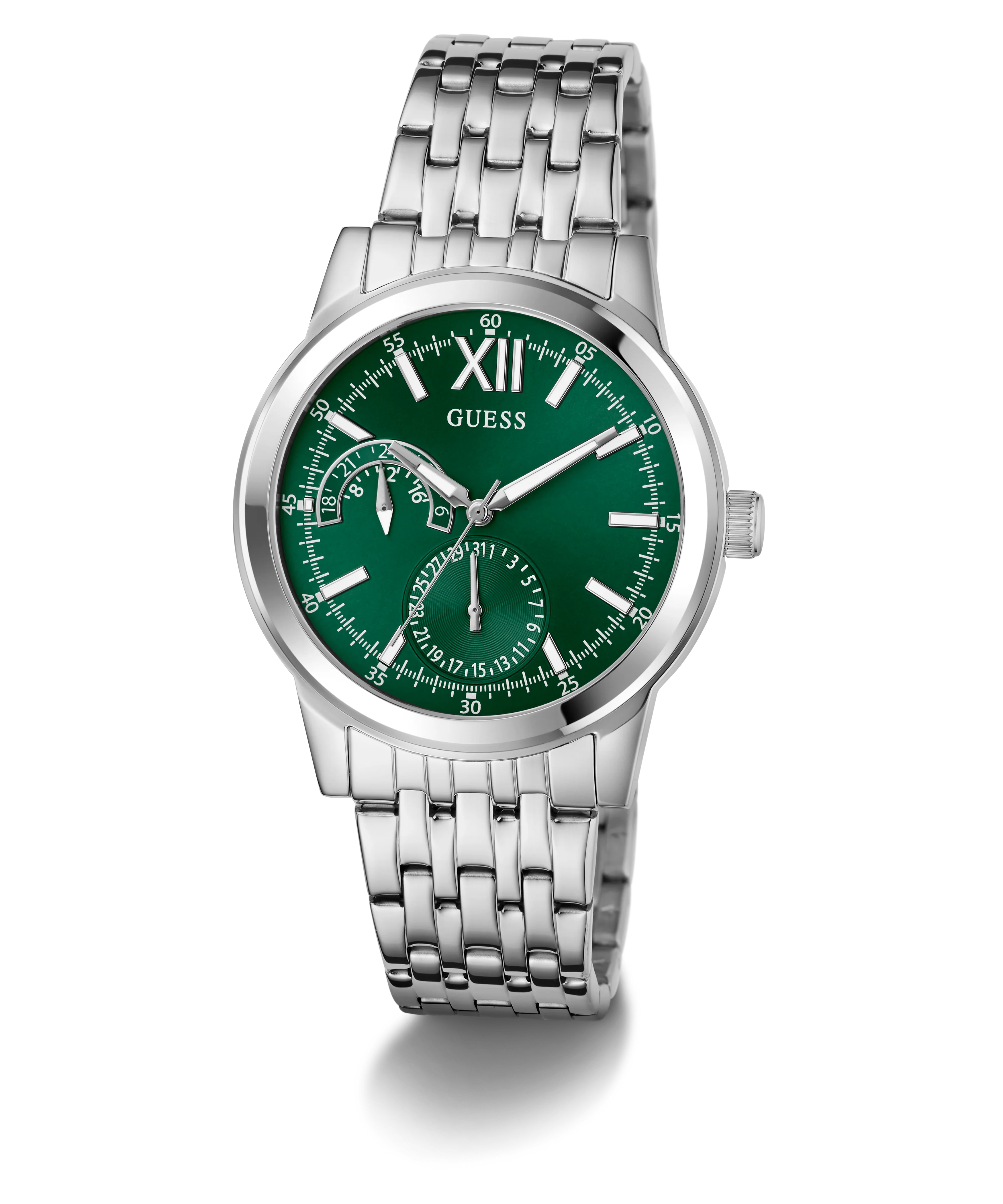 GUESS Mens Silver Tone Multi-function Watch
