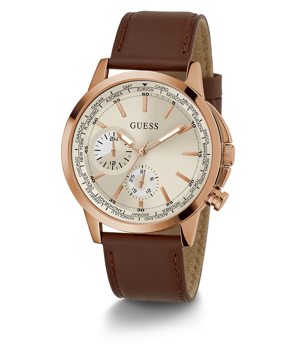 736-guess-mens-brown-rose-gold-tone-multi-function-watch-1.webp GUESS Mens Brown Rose Gold Tone Multi-function Watch
