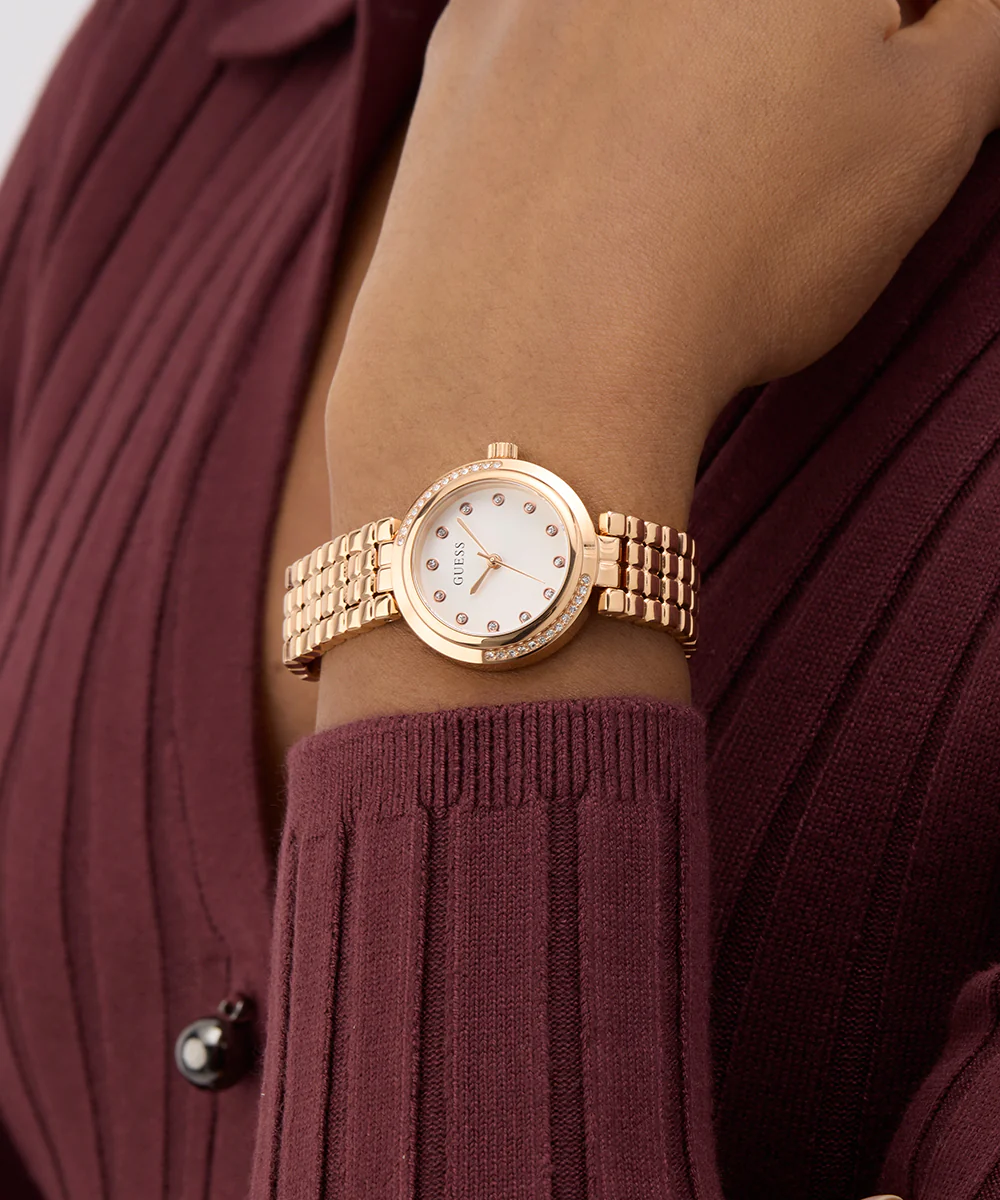 GUESS Ladies Rose Gold Tone Analog Watch
