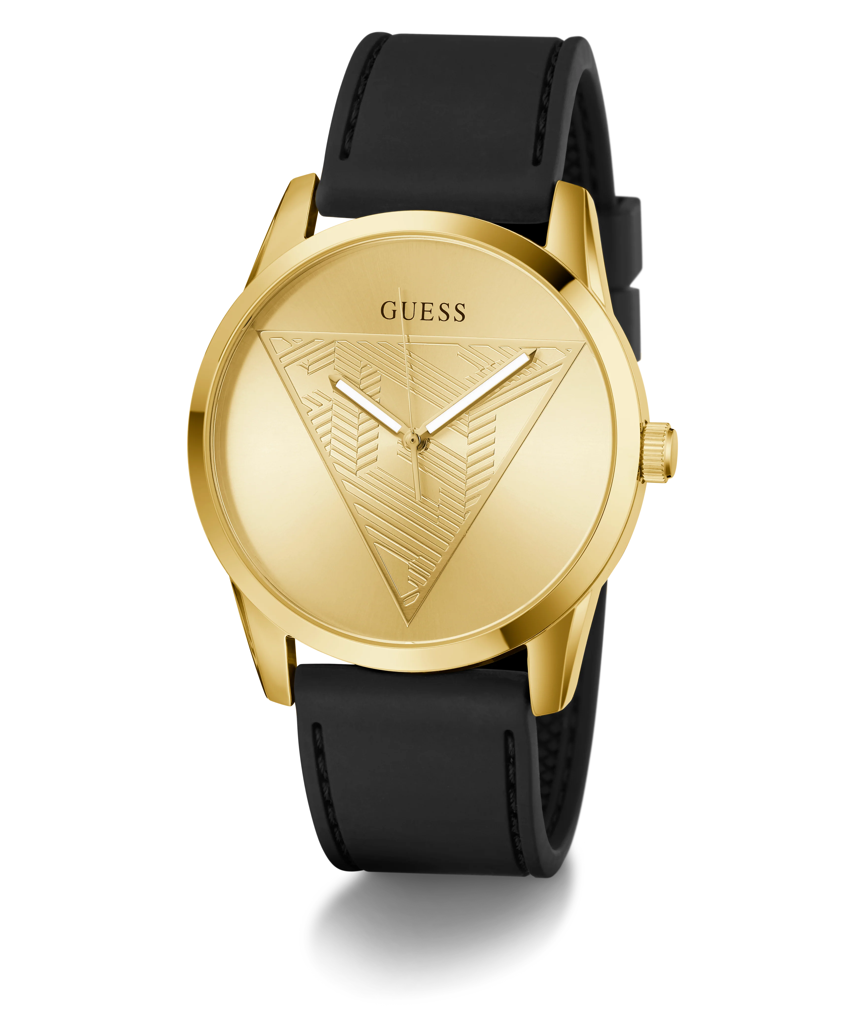 GUESS Mens Black Gold Tone Multi-function Watch