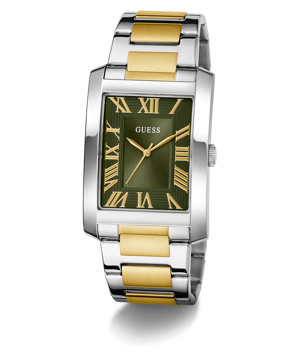 GUESS Mens 2-Tone Silver Tone Analog Watch
