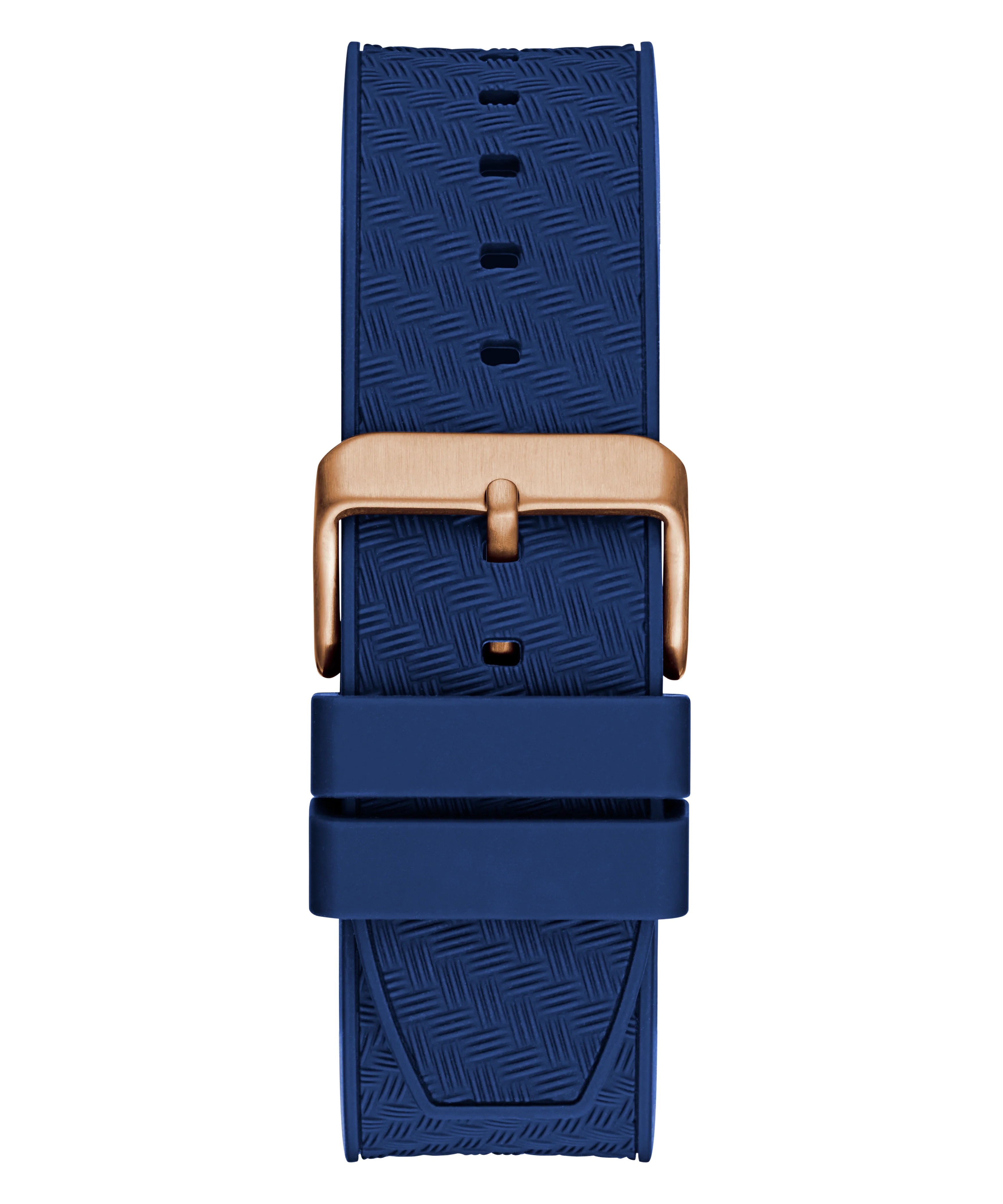 GUESS Mens Blue Rose Gold Tone Multi-function Watch
