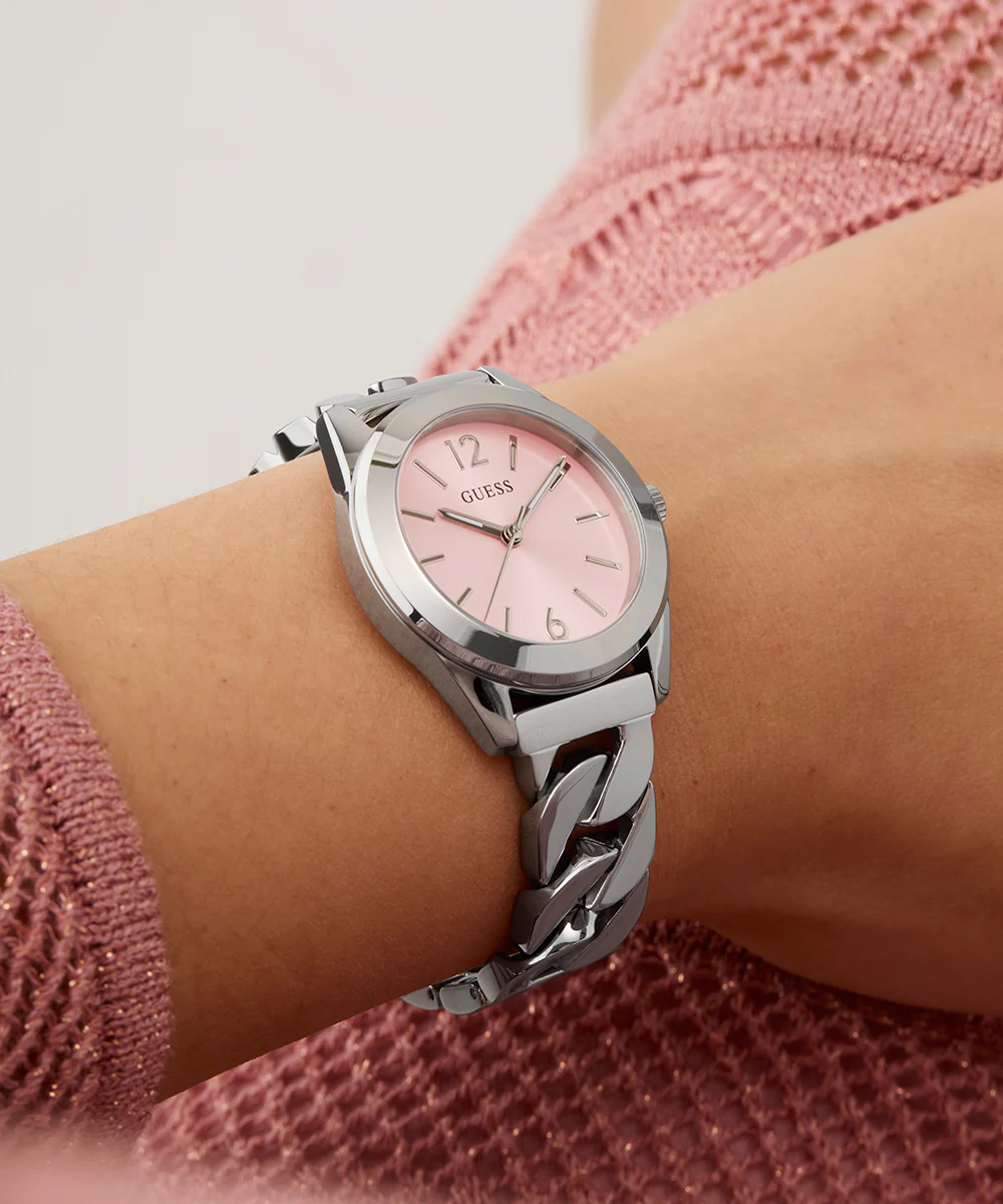 GUESS Ladies Silver Tone Analog Watch Gift Set