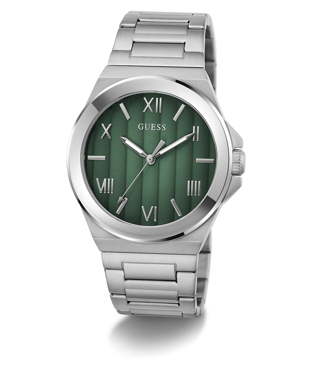 GUESS Mens Silver Tone Analog Watch