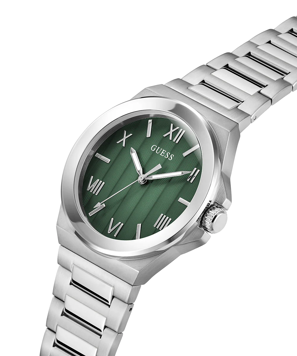 GUESS Mens Silver Tone Analog Watch