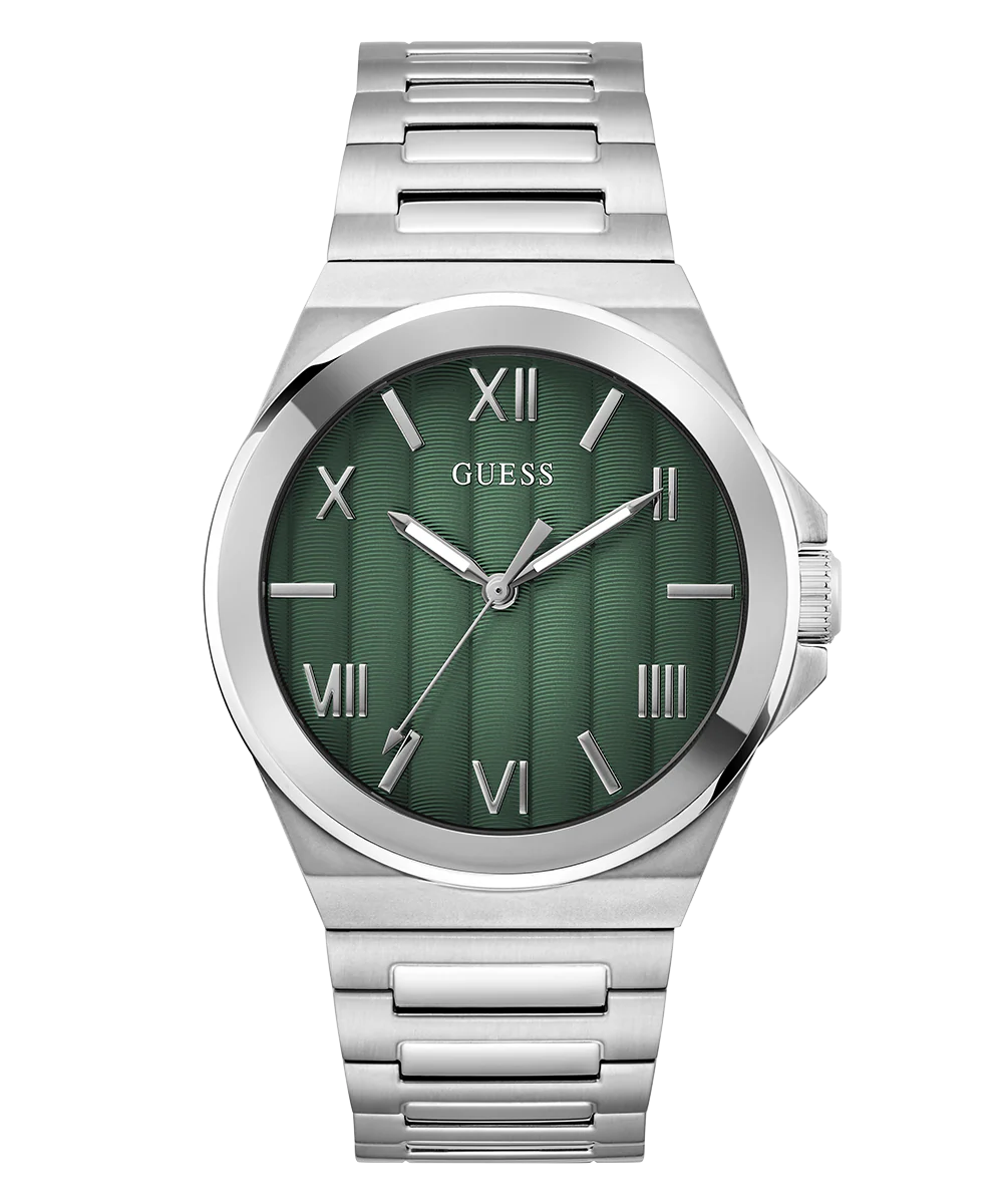 GUESS Mens Silver Tone Analog Watch