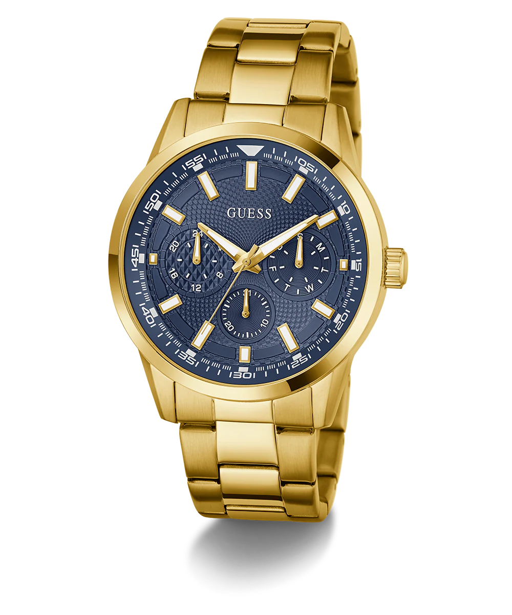 GUESS Mens Gold Tone Multi-function Watch