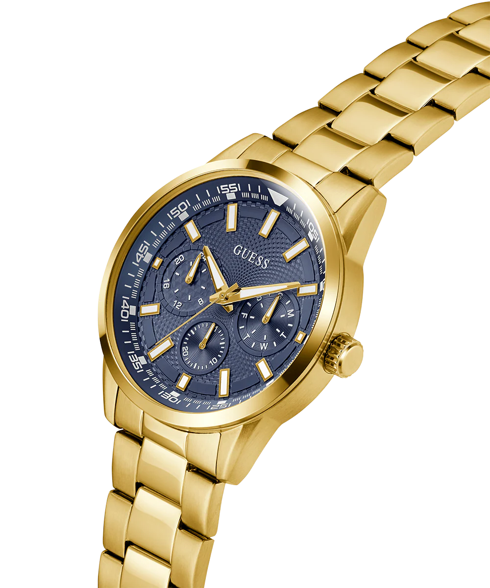 GUESS Mens Gold Tone Multi-function Watch