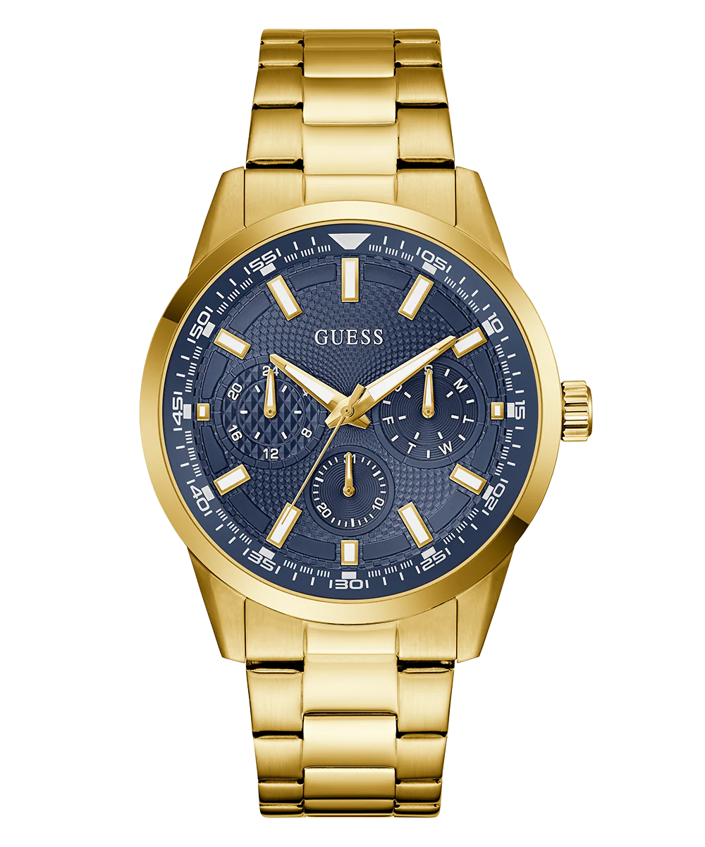 GUESS Mens Gold Tone Multi-function Watch