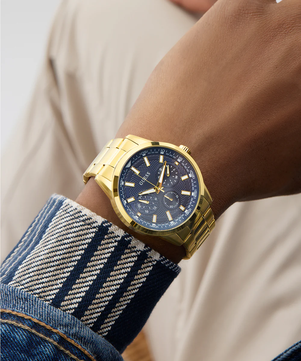GUESS Mens Gold Tone Multi-function Watch