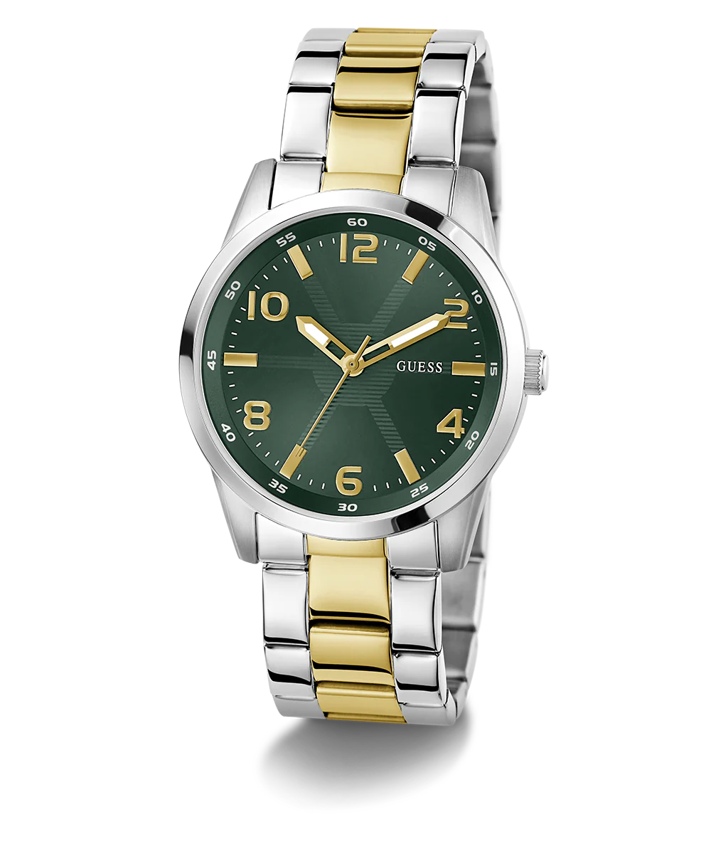 GUESS Mens 2-Tone Silver Tone Analog Watch