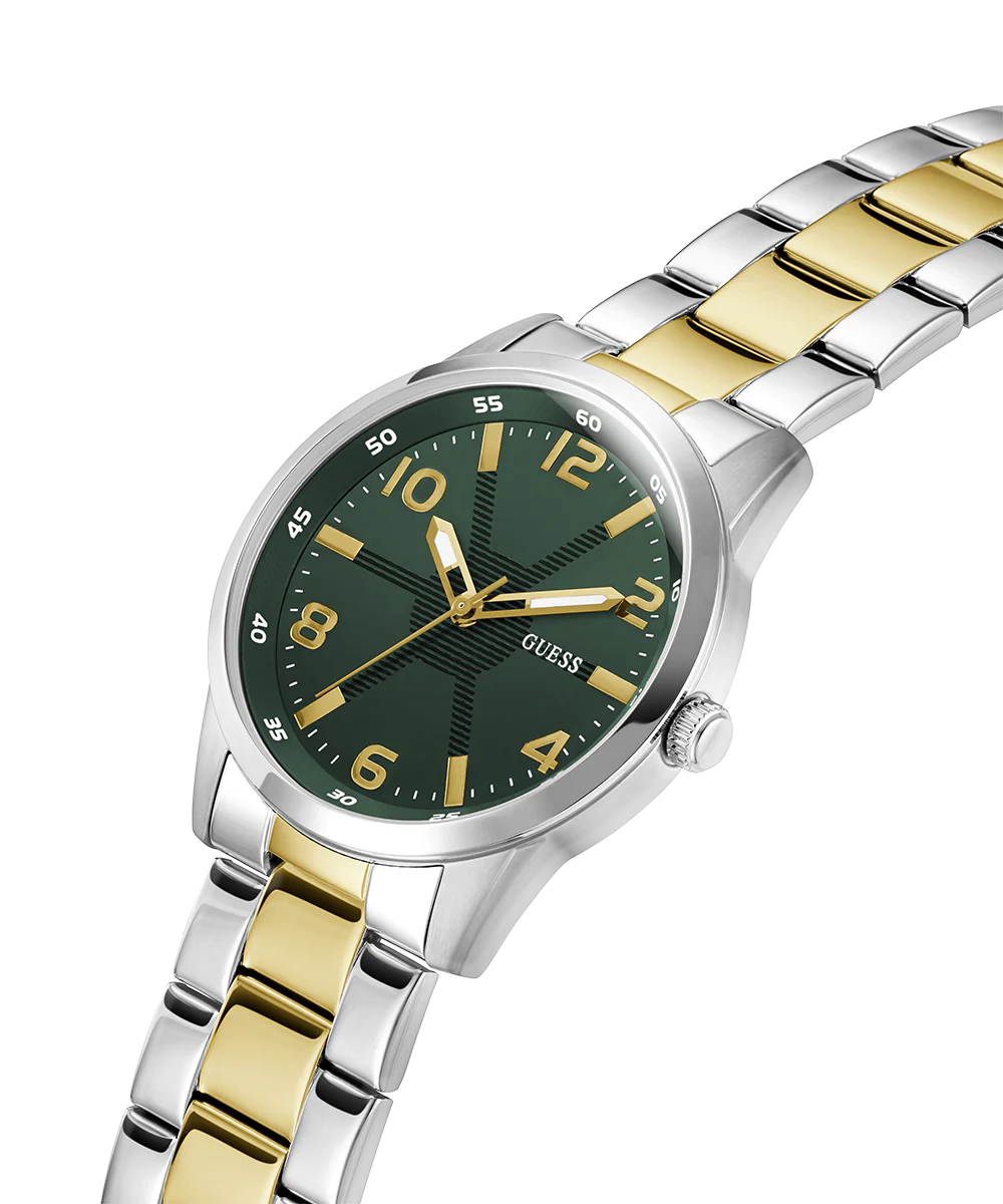 GUESS Mens 2-Tone Silver Tone Analog Watch