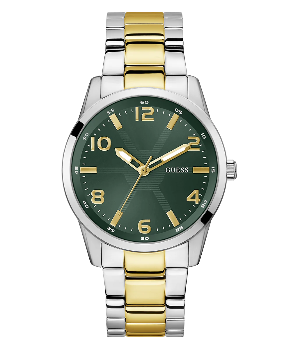 GUESS Mens 2-Tone Silver Tone Analog Watch