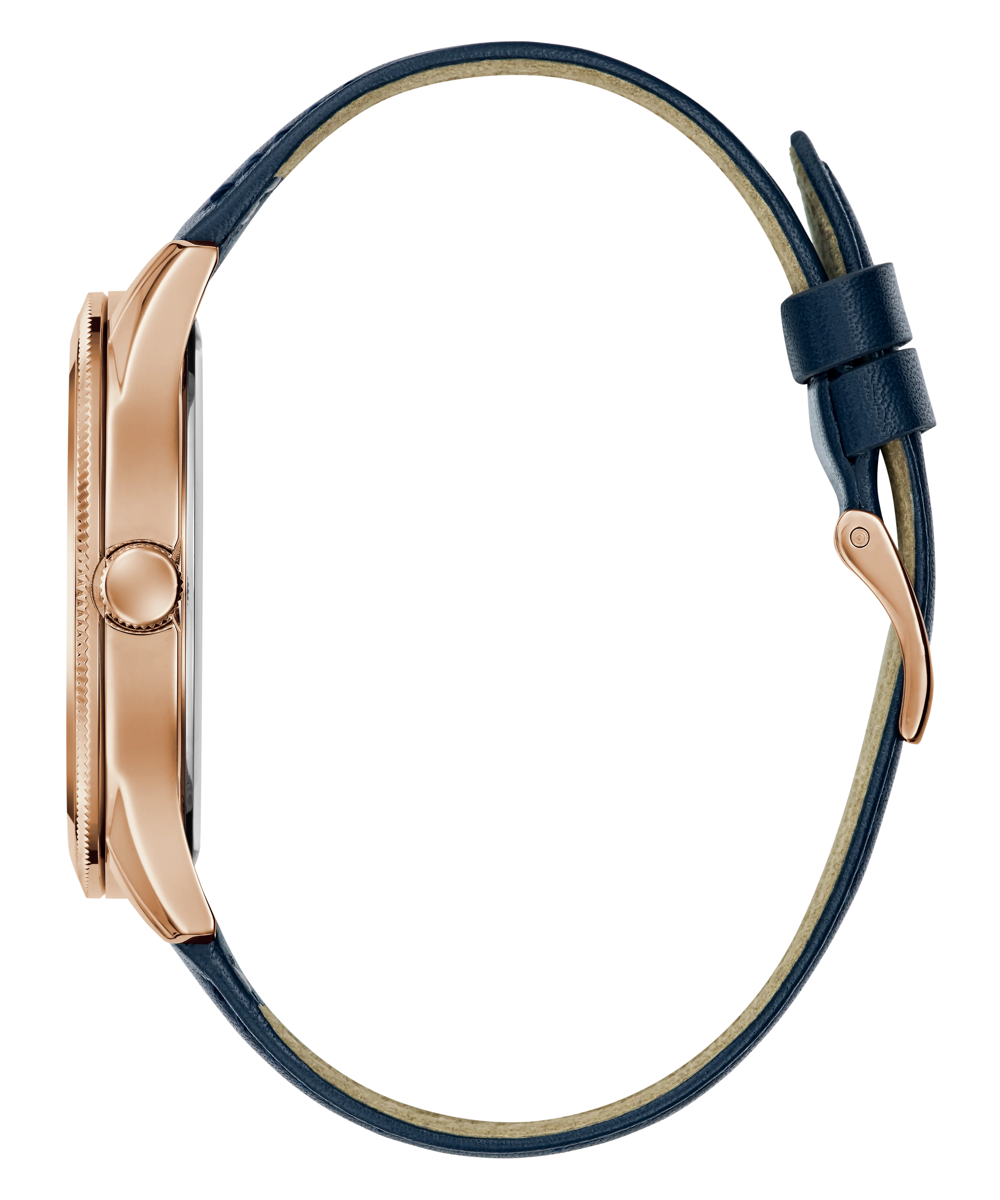 GUESS Mens Navy Rose Gold Tone Analog Watch