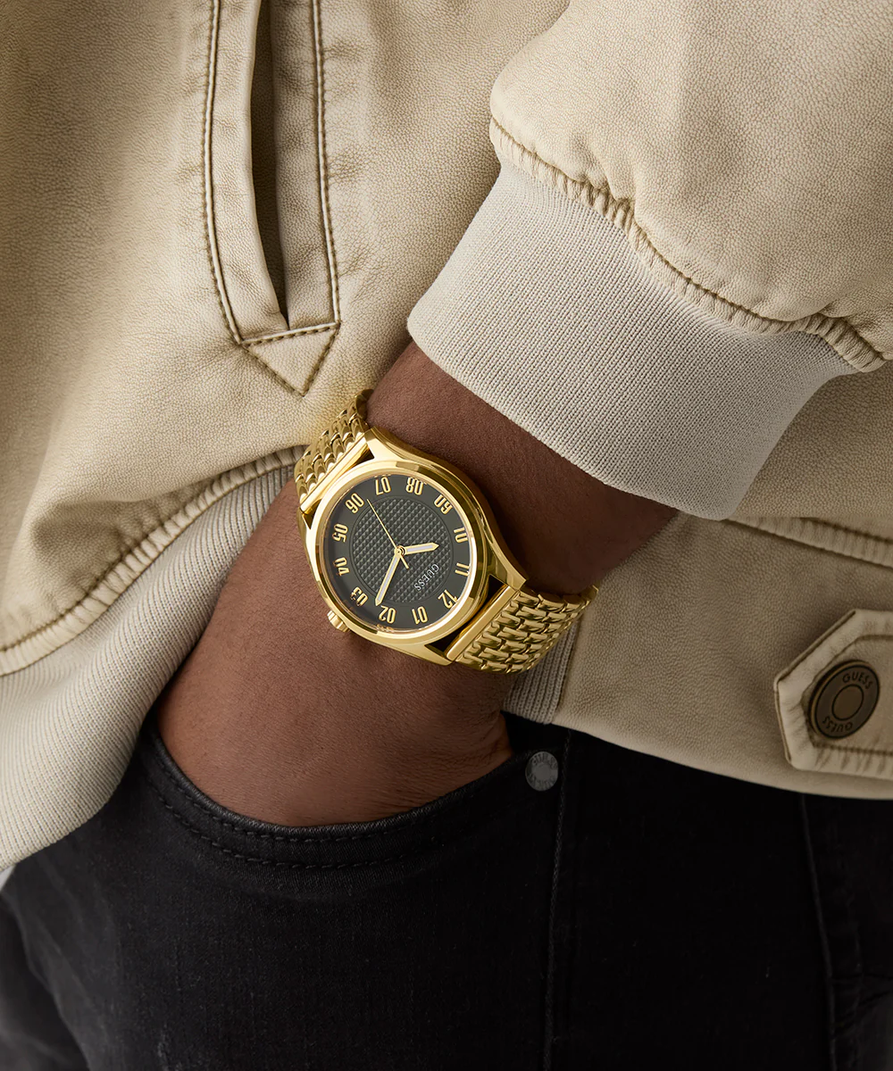 GUESS Mens Gold Tone Analog Watch