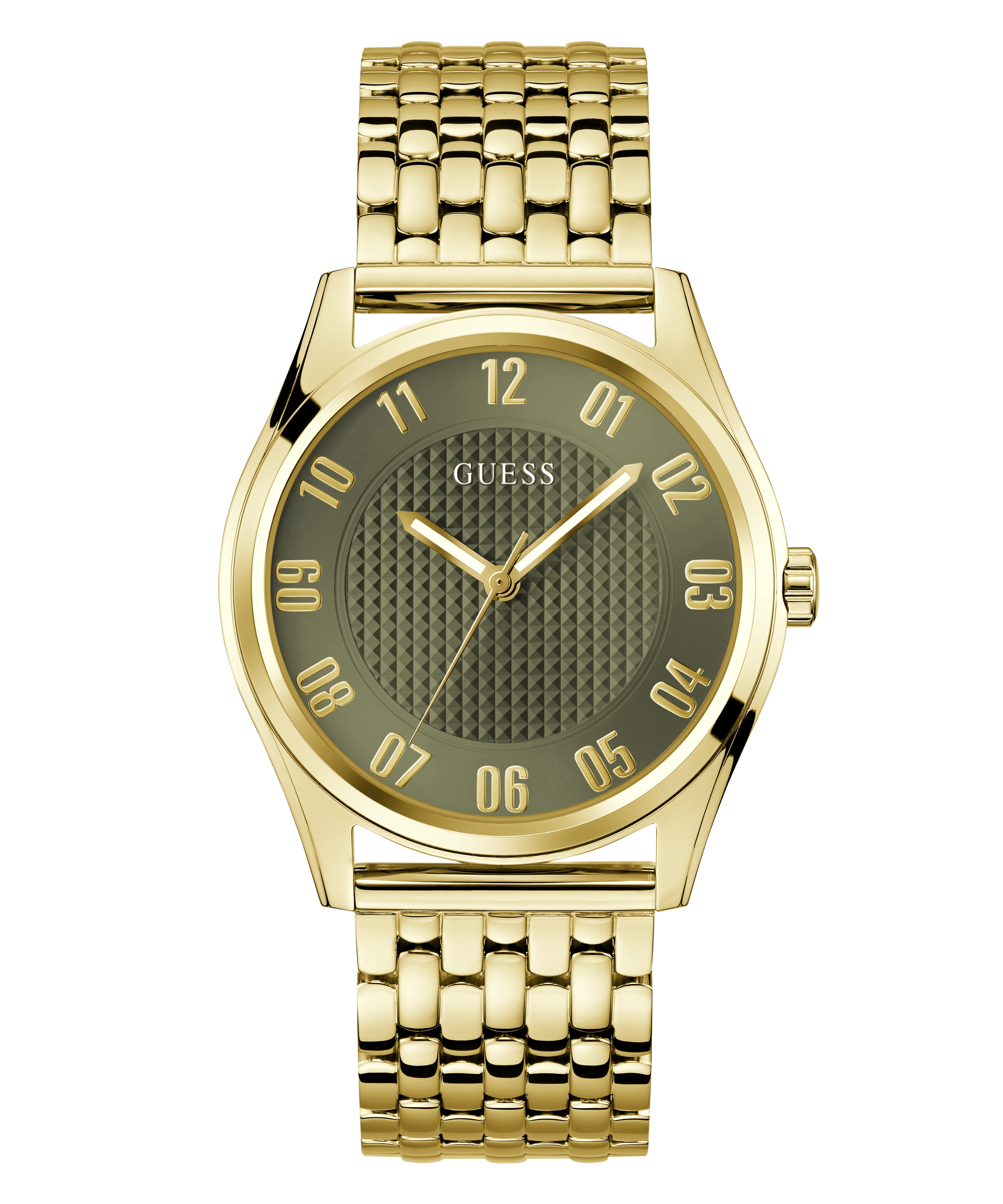 GUESS Mens Gold Tone Analog Watch